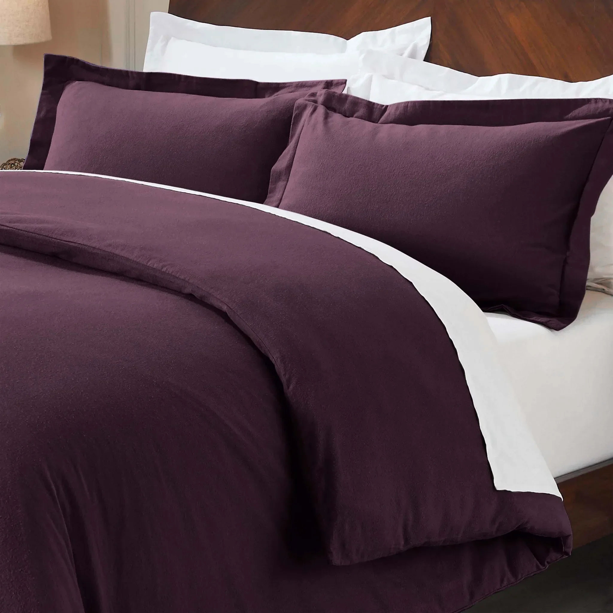 Flannel Cotton Modern Solid Fuzzy Duvet Cover Set With Pillow Shams - Image 80