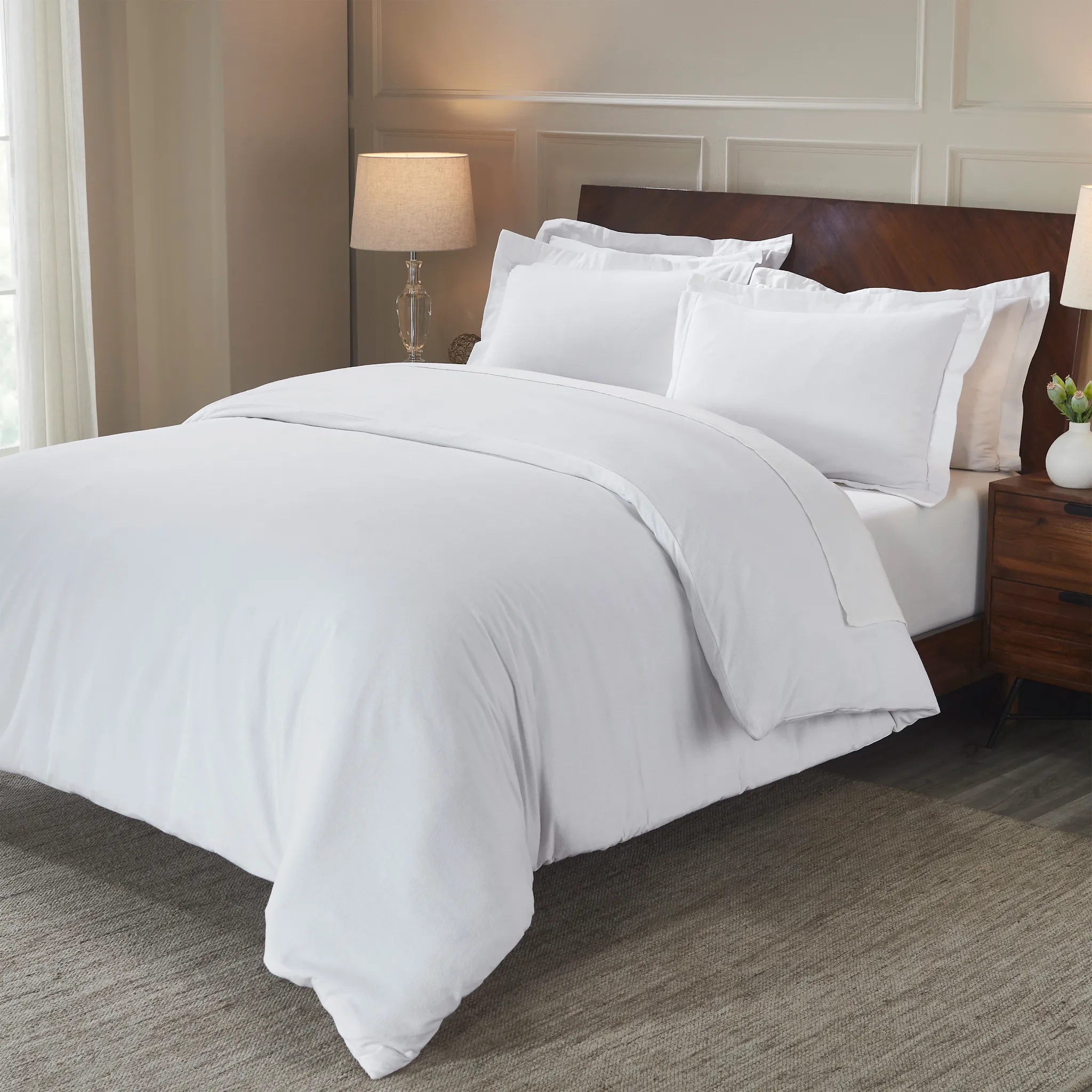 Flannel Cotton Modern Solid Fuzzy Duvet Cover Set With Pillow Shams - Image 9