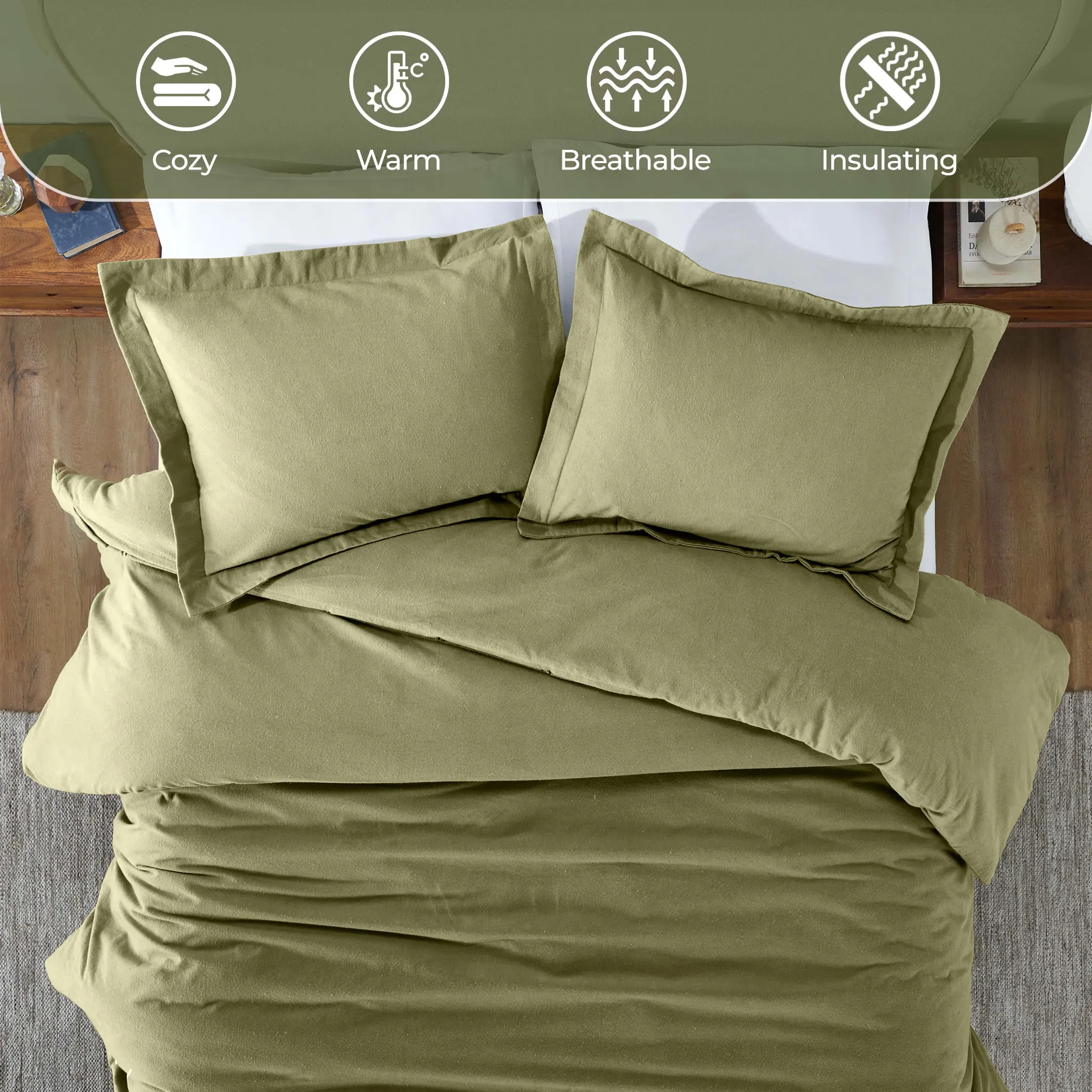 Flannel Cotton Modern Solid Fuzzy Duvet Cover Set With Pillow Shams - Image 91