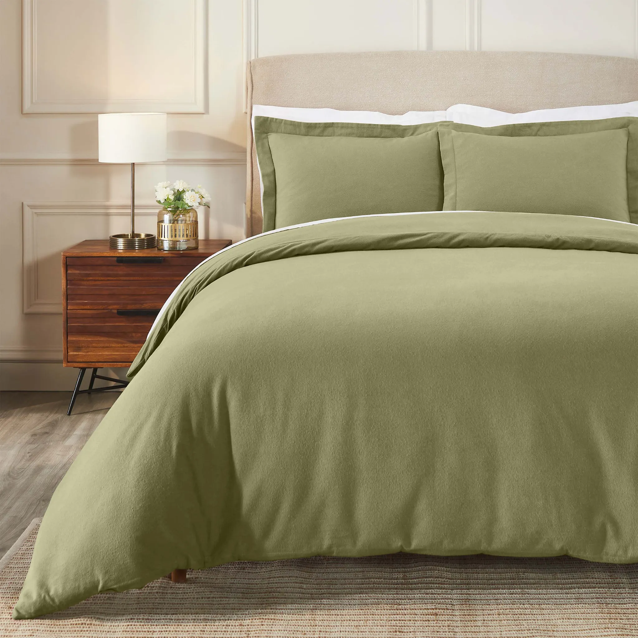 Flannel Cotton Modern Solid Fuzzy Duvet Cover Set With Pillow Shams - Image 96