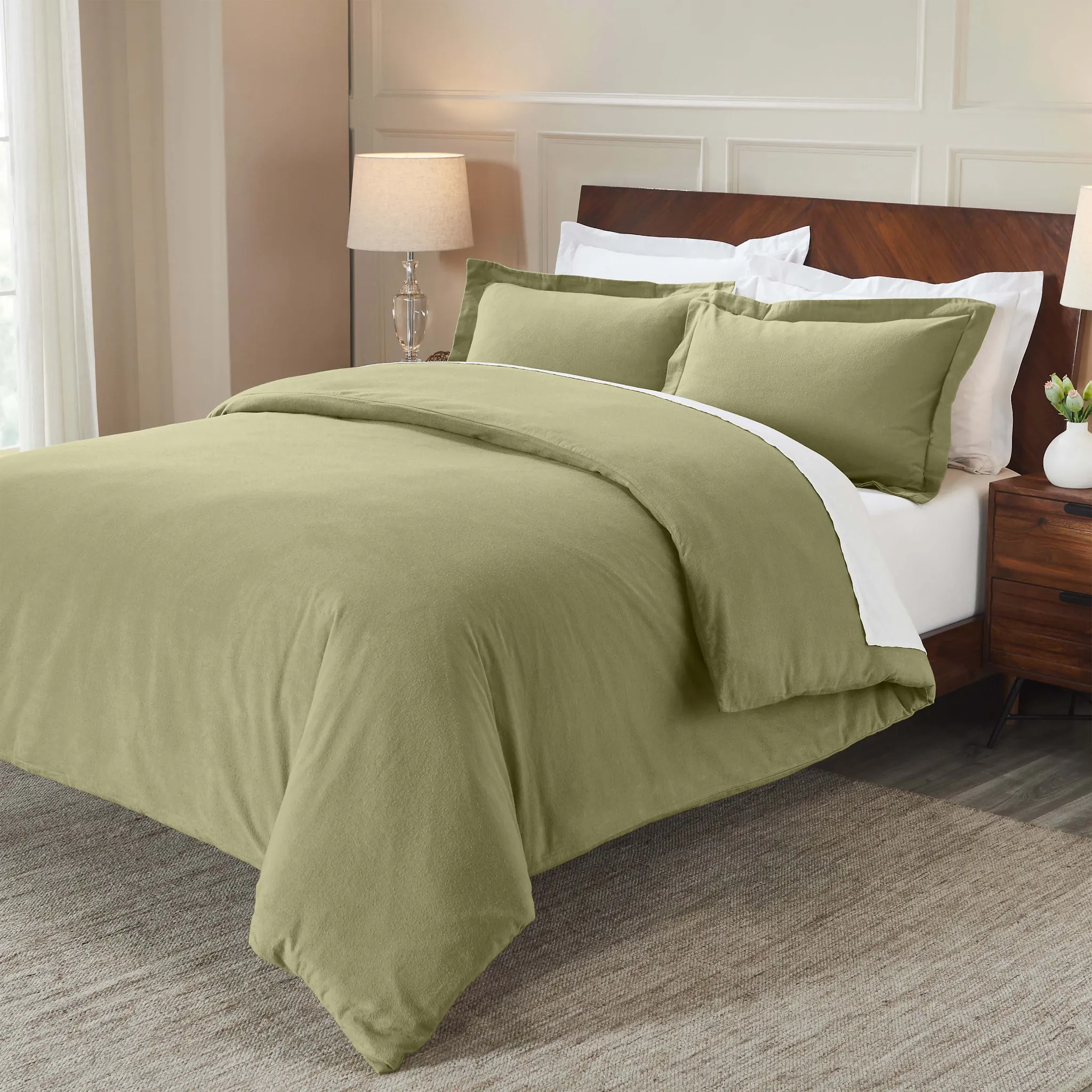 Flannel Cotton Modern Solid Fuzzy Duvet Cover Set With Pillow Shams - Image 97