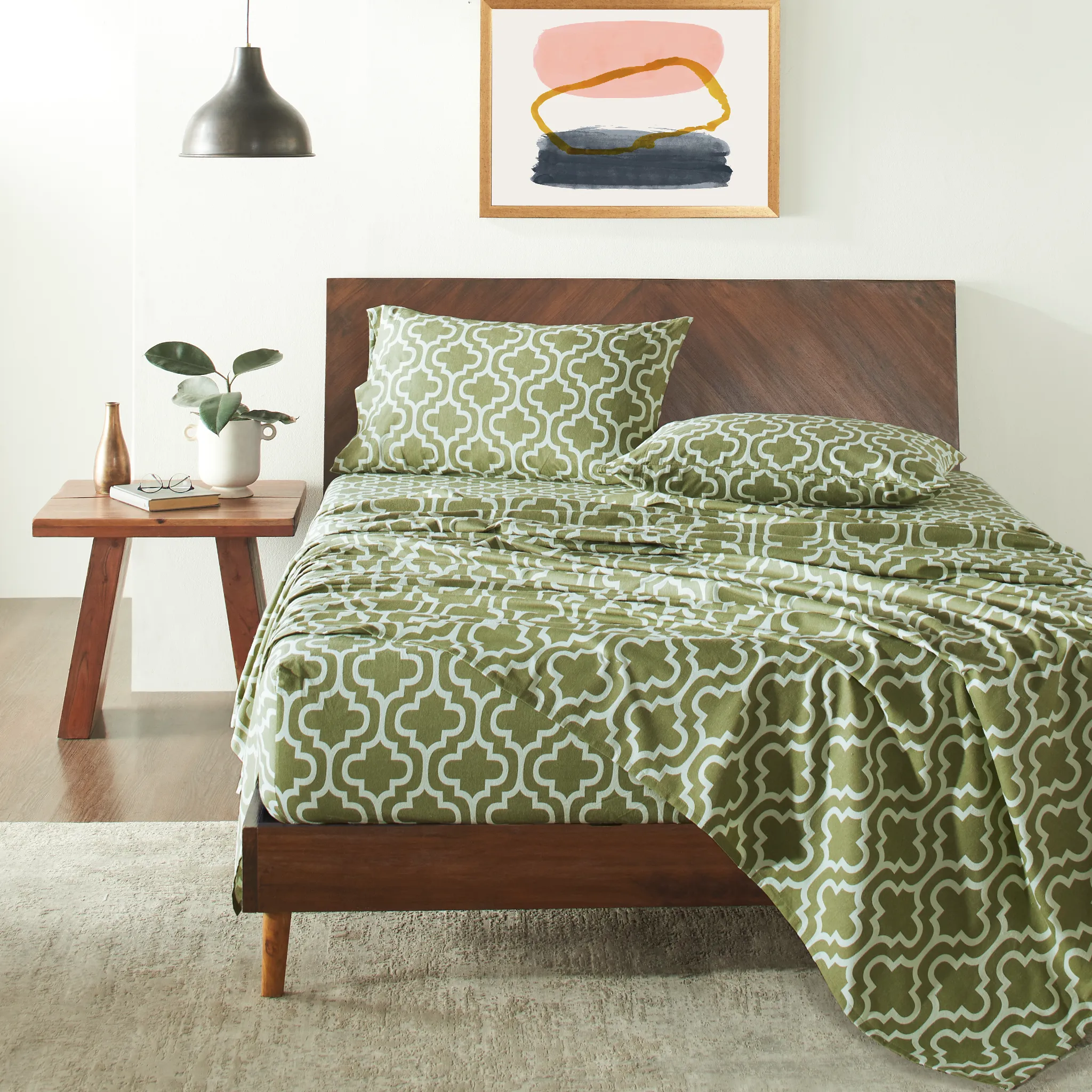 100% Cotton Flannel Trellis Deep Pocket Bed Sheet Set - Image 15