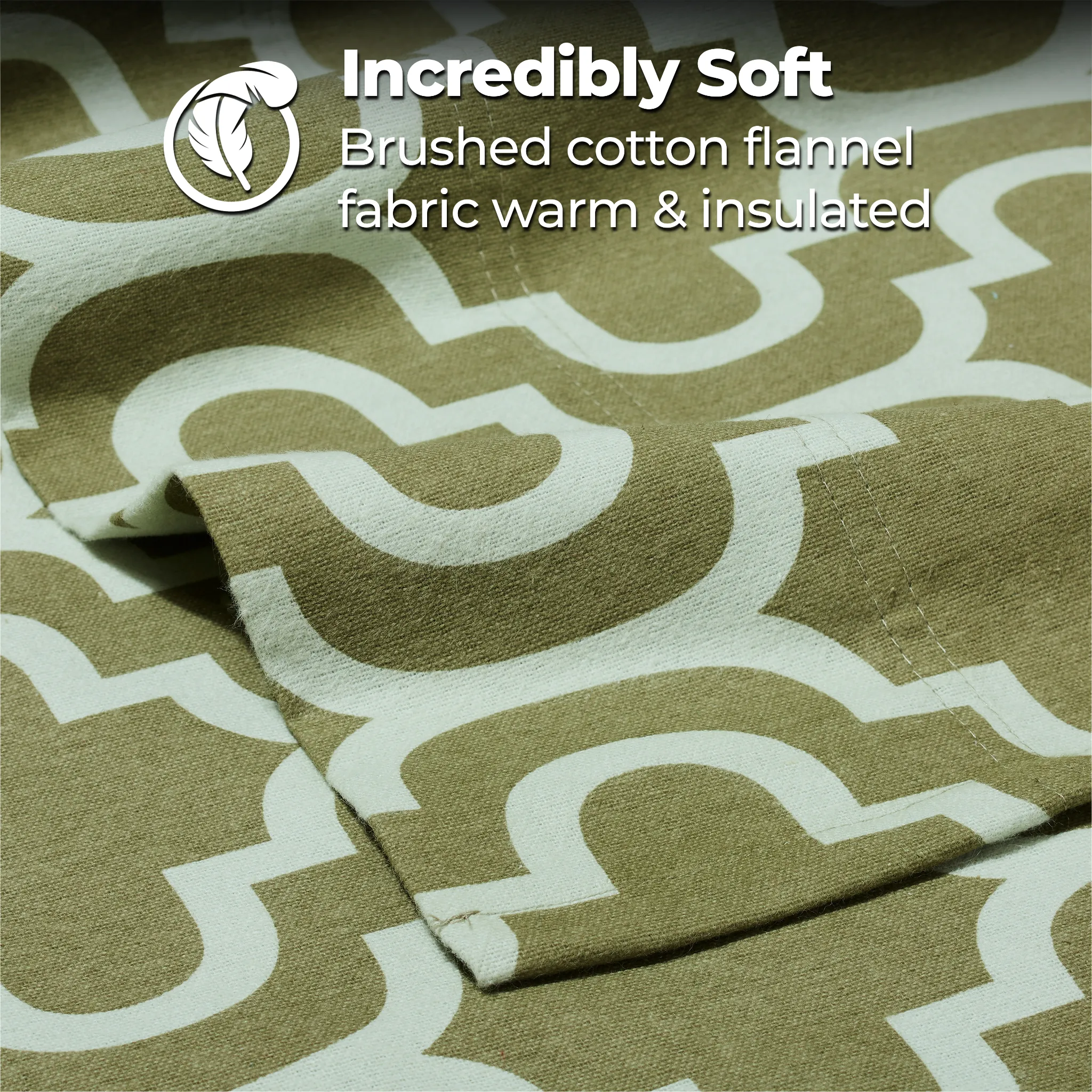 100% Cotton Flannel Trellis Deep Pocket Bed Sheet Set - Image 19