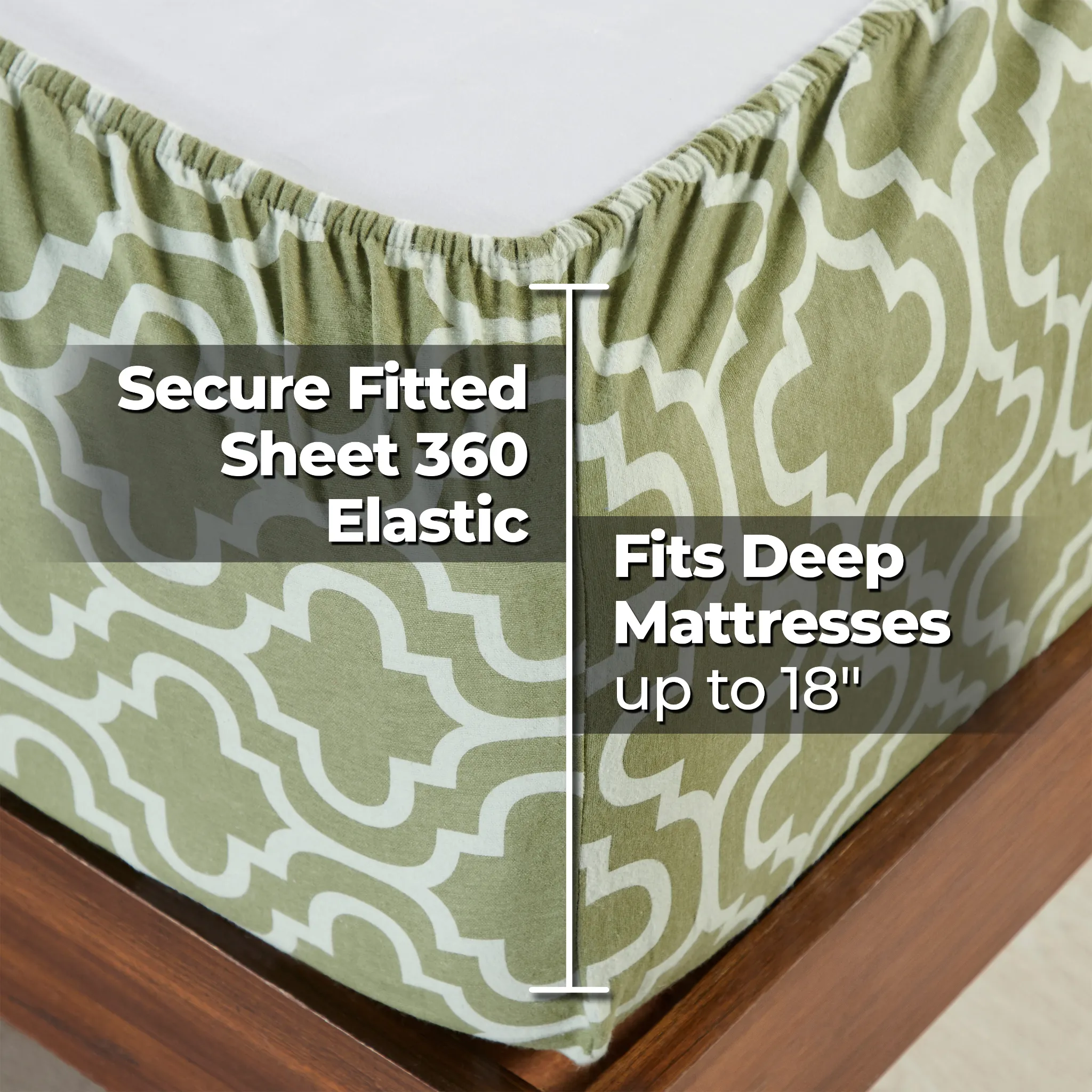 100% Cotton Flannel Trellis Deep Pocket Bed Sheet Set - Image 20