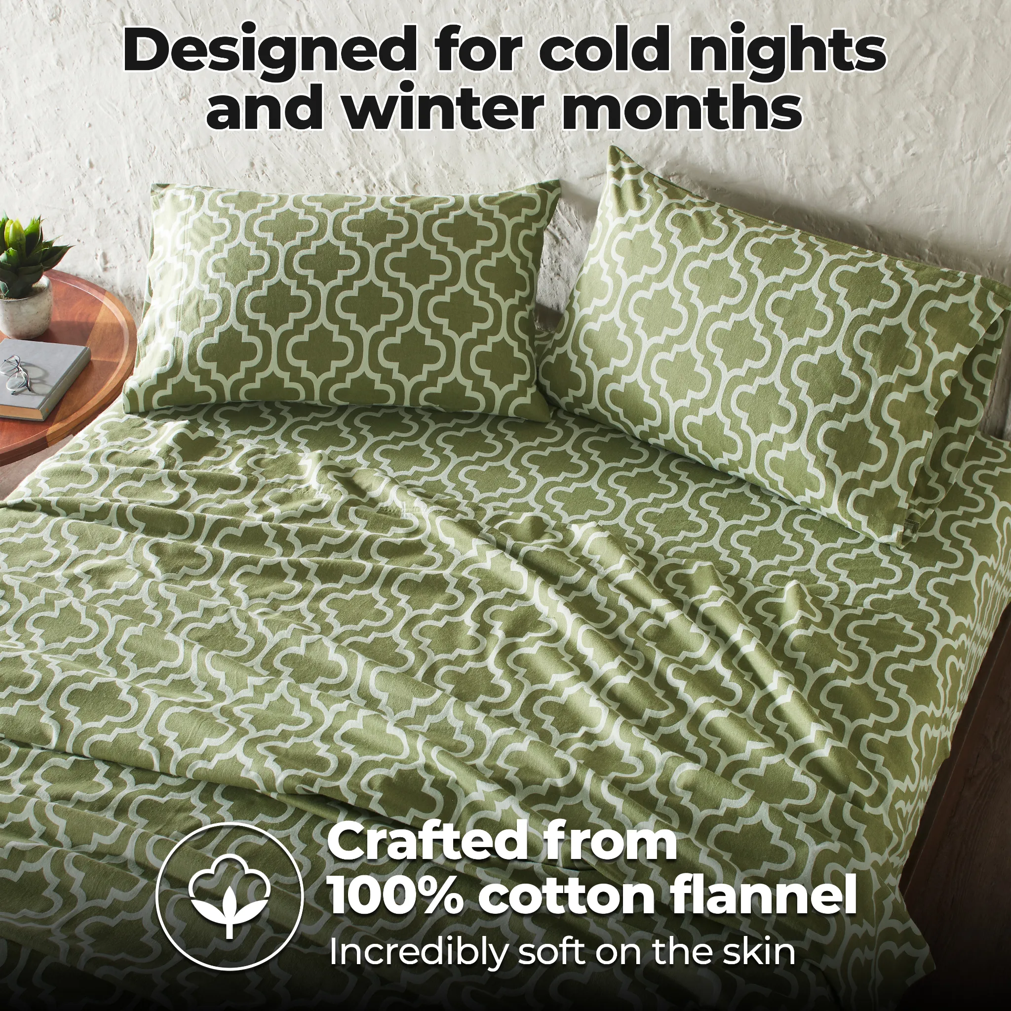 100% Cotton Flannel Trellis Deep Pocket Bed Sheet Set - Image 21