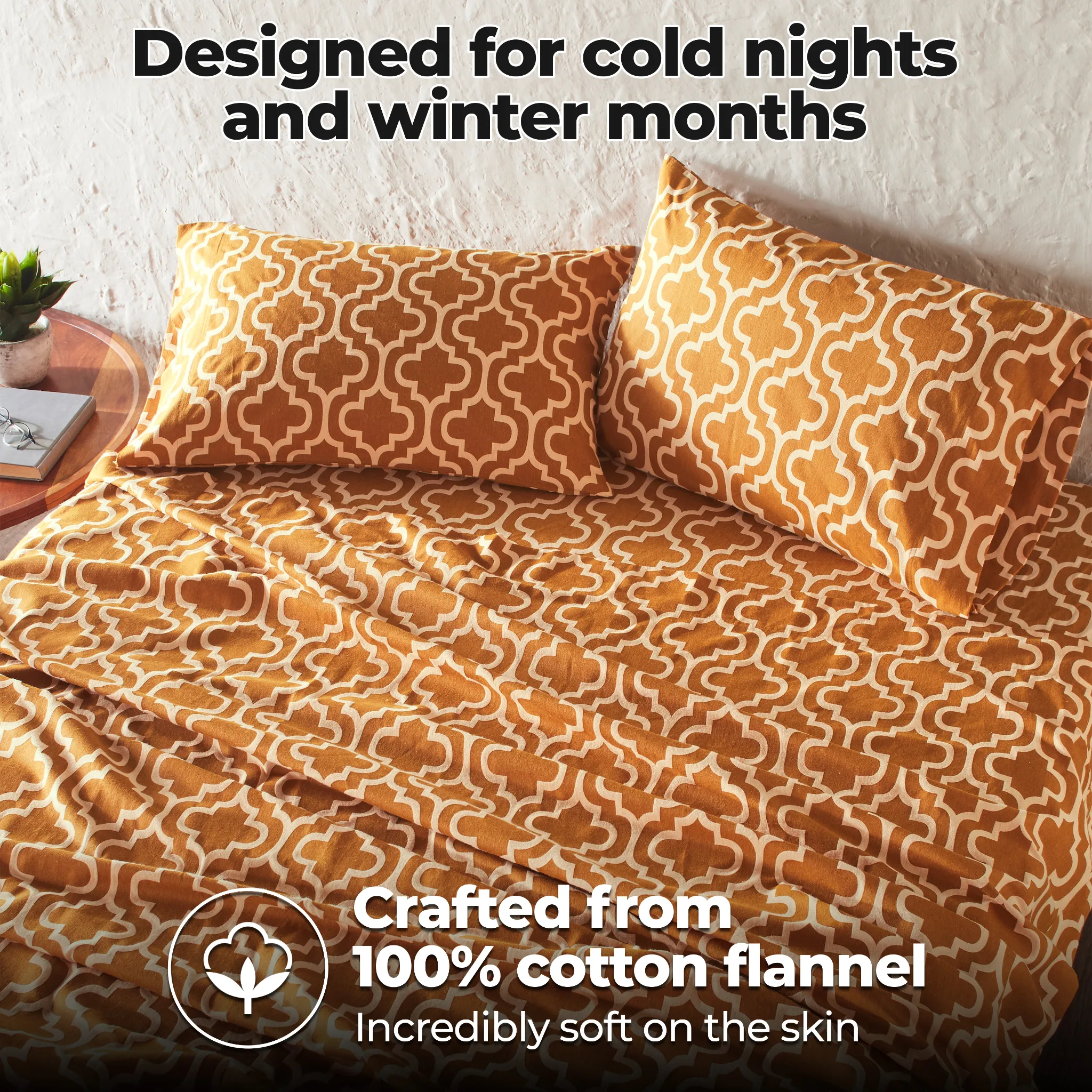 100% Cotton Flannel Trellis Deep Pocket Bed Sheet Set - Image 27