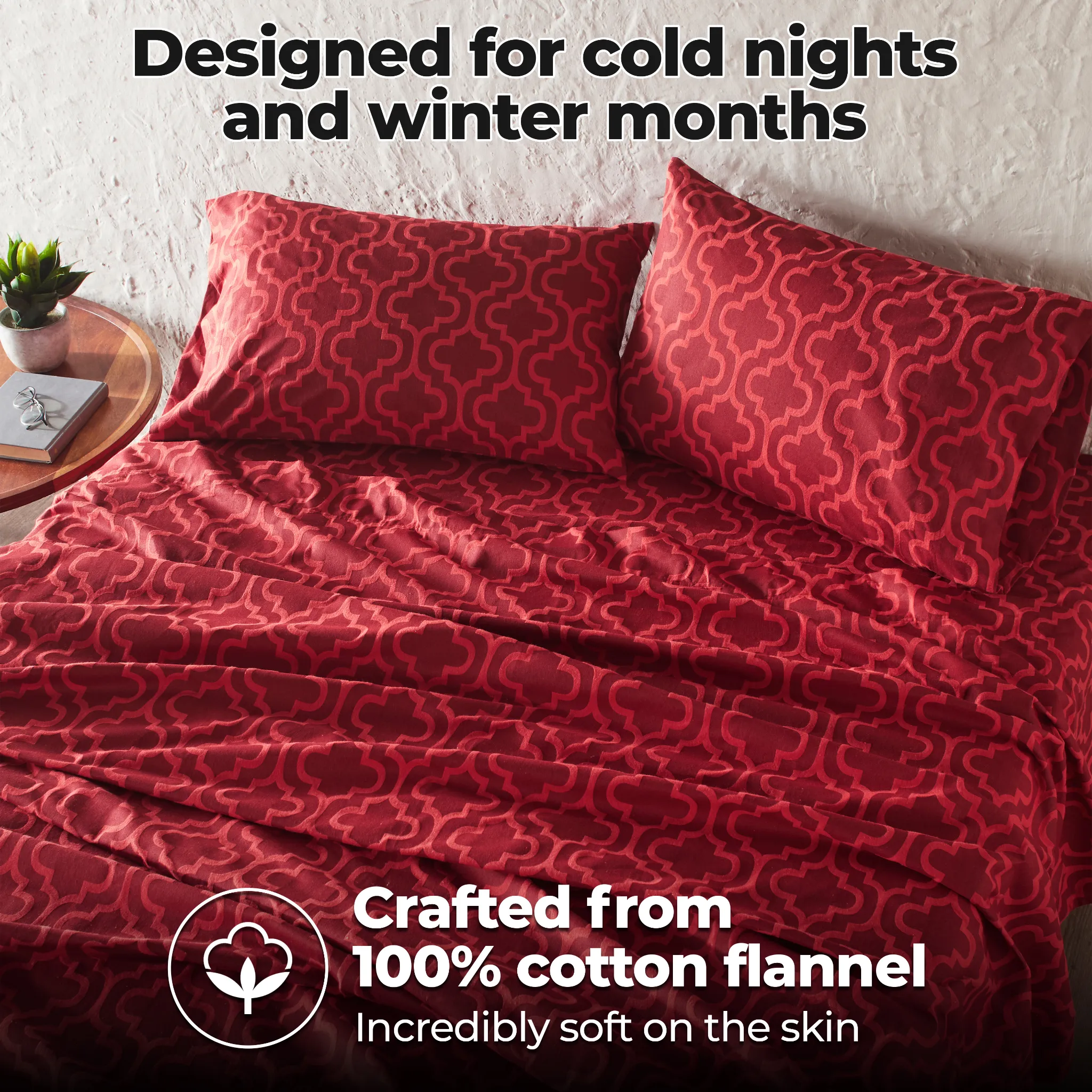 100% Cotton Flannel Trellis Deep Pocket Bed Sheet Set - Image 34