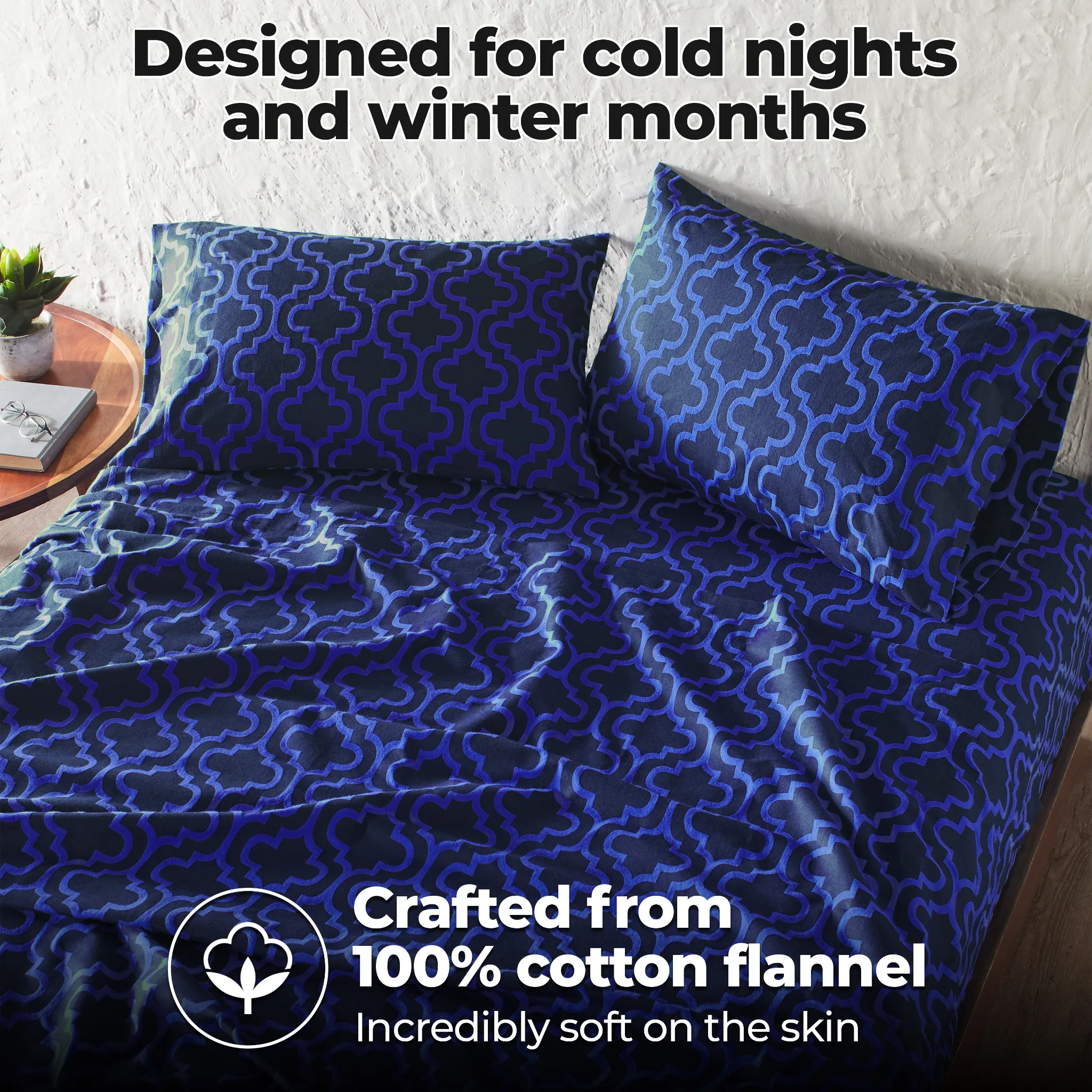 100% Cotton Flannel Trellis Deep Pocket Bed Sheet Set - Image 42