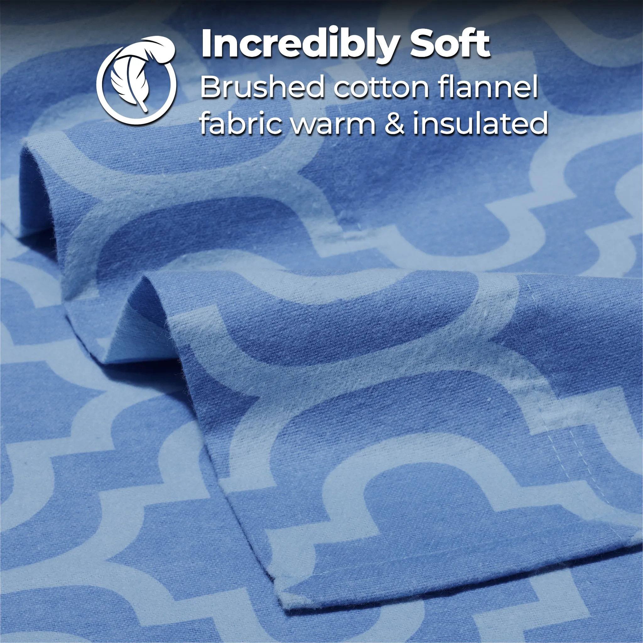 100% Cotton Flannel Trellis Deep Pocket Bed Sheet Set - Image 5