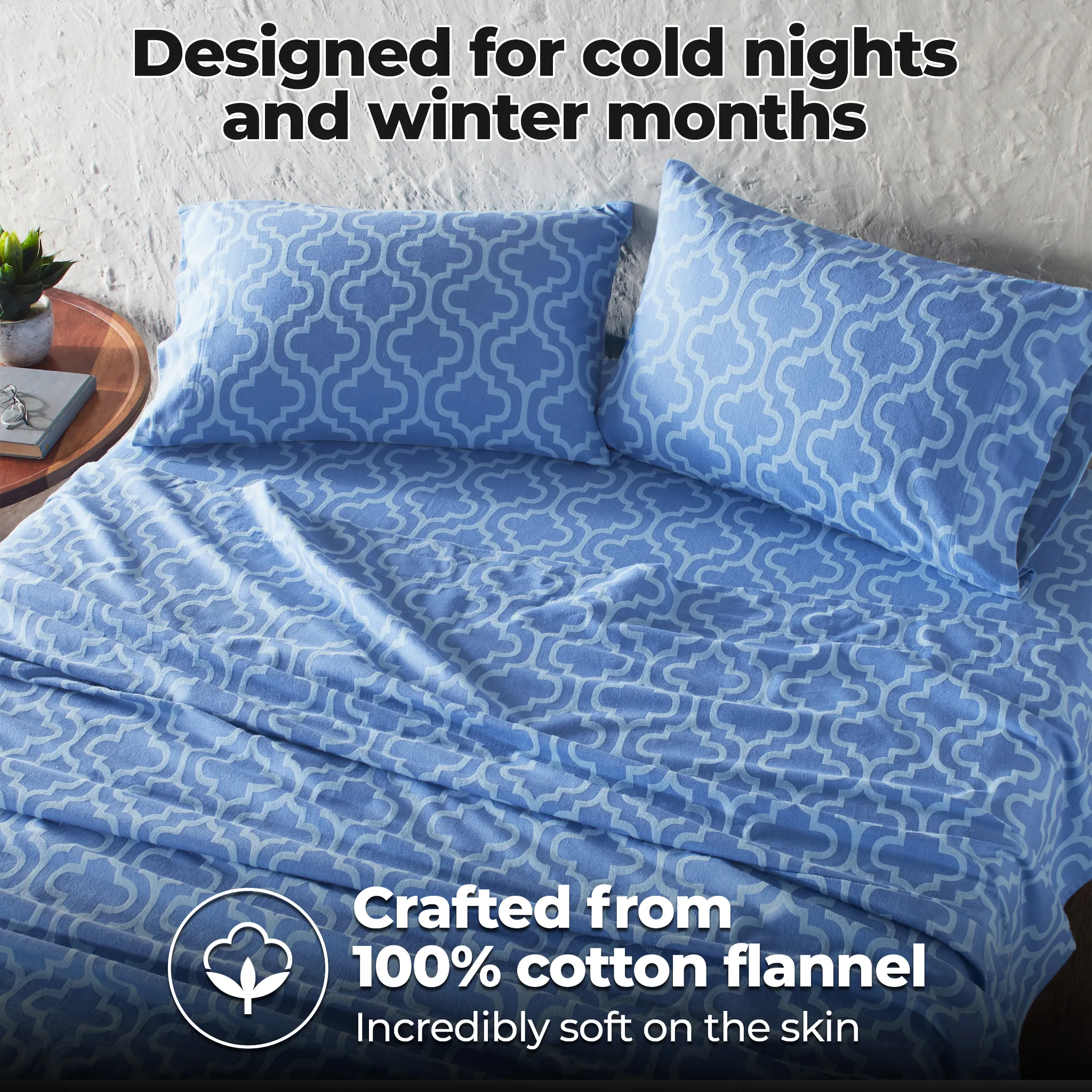 100% Cotton Flannel Trellis Deep Pocket Bed Sheet Set - Image 7