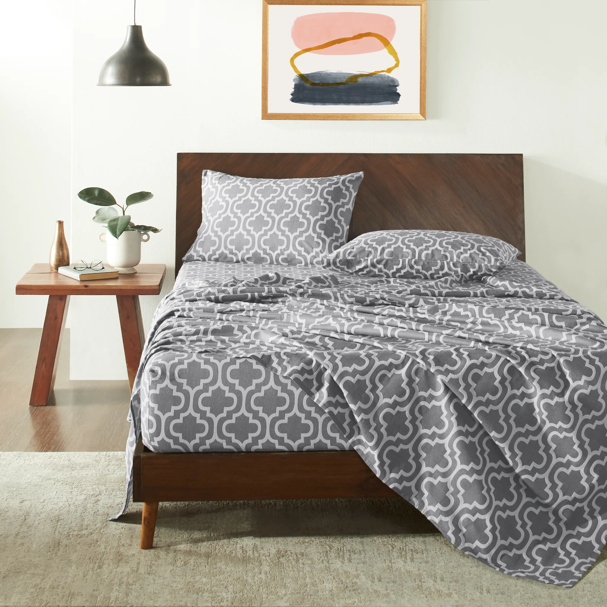 100% Cotton Flannel Trellis Deep Pocket Bed Sheet Set - Image 8