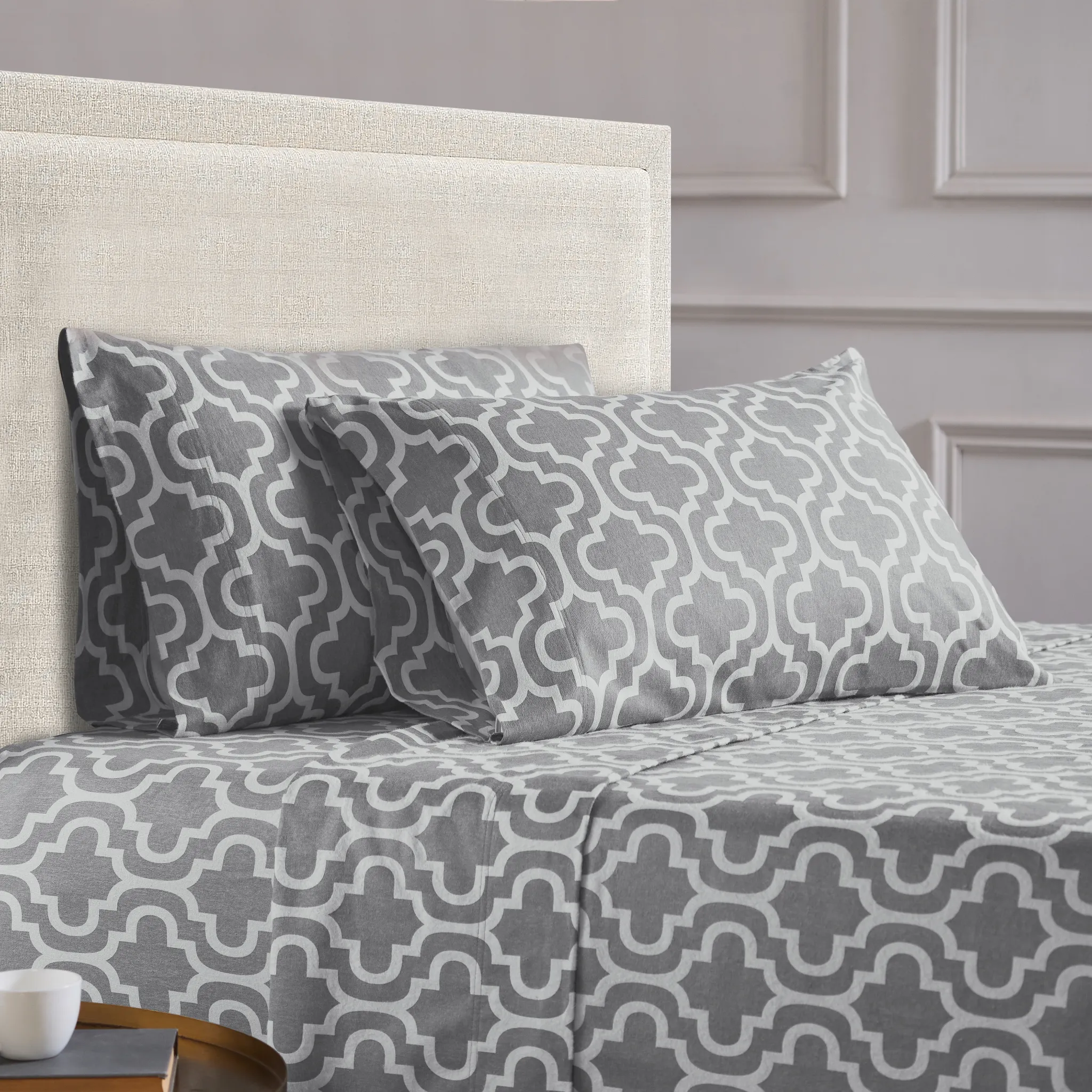 100% Cotton Flannel Trellis Deep Pocket Bed Sheet Set - Image 9
