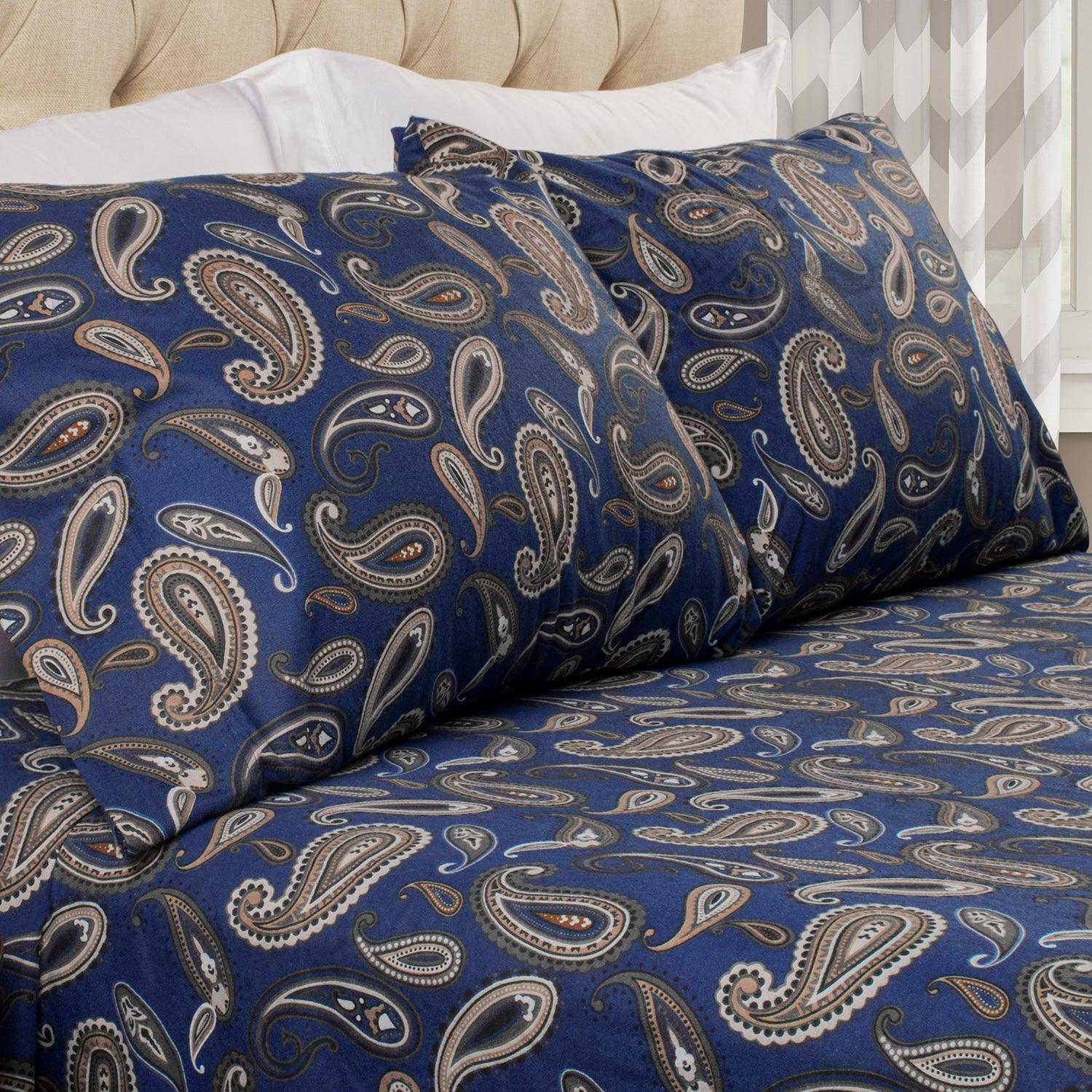 100% Cotton Flannel Vintage Paisley Pillowcase Set - Image 3
