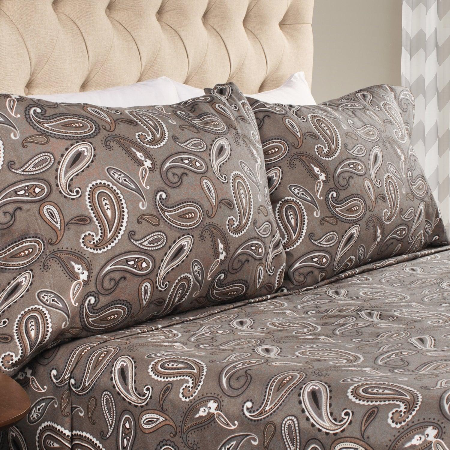 100% Cotton Flannel Vintage Paisley Pillowcase Set - Image 4