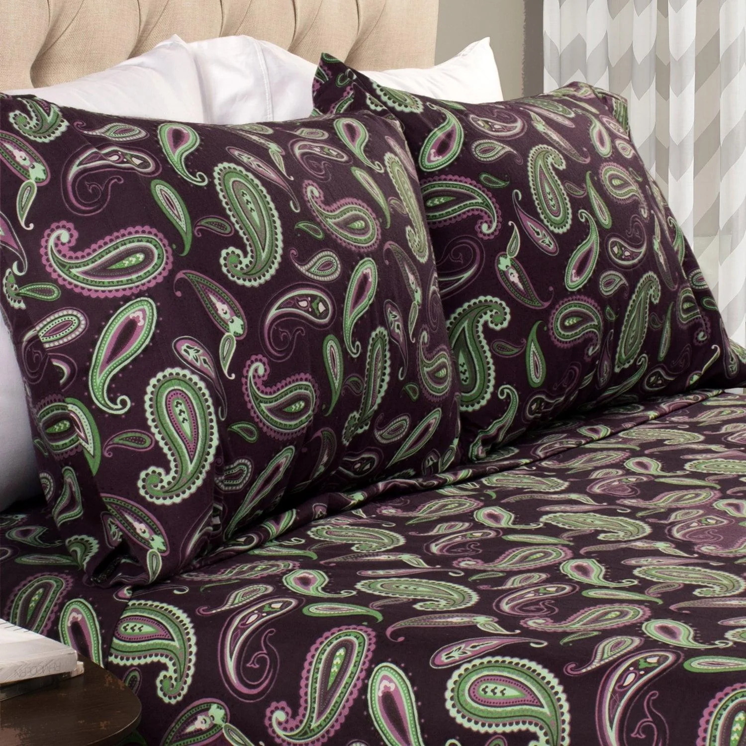 100% Cotton Flannel Vintage Paisley Pillowcase Set - Image 6