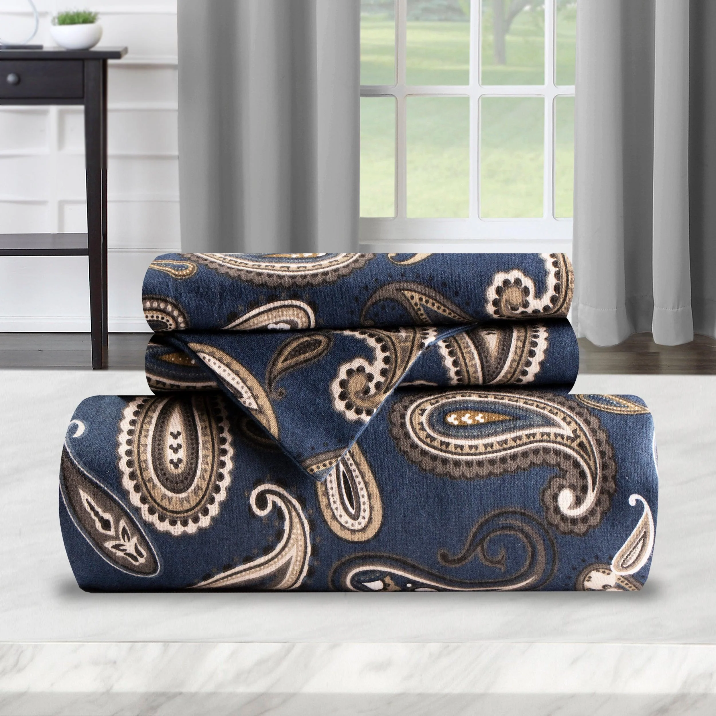 100% Cotton Flannel Paisley Luxury Duvet Cover Set - Image 12