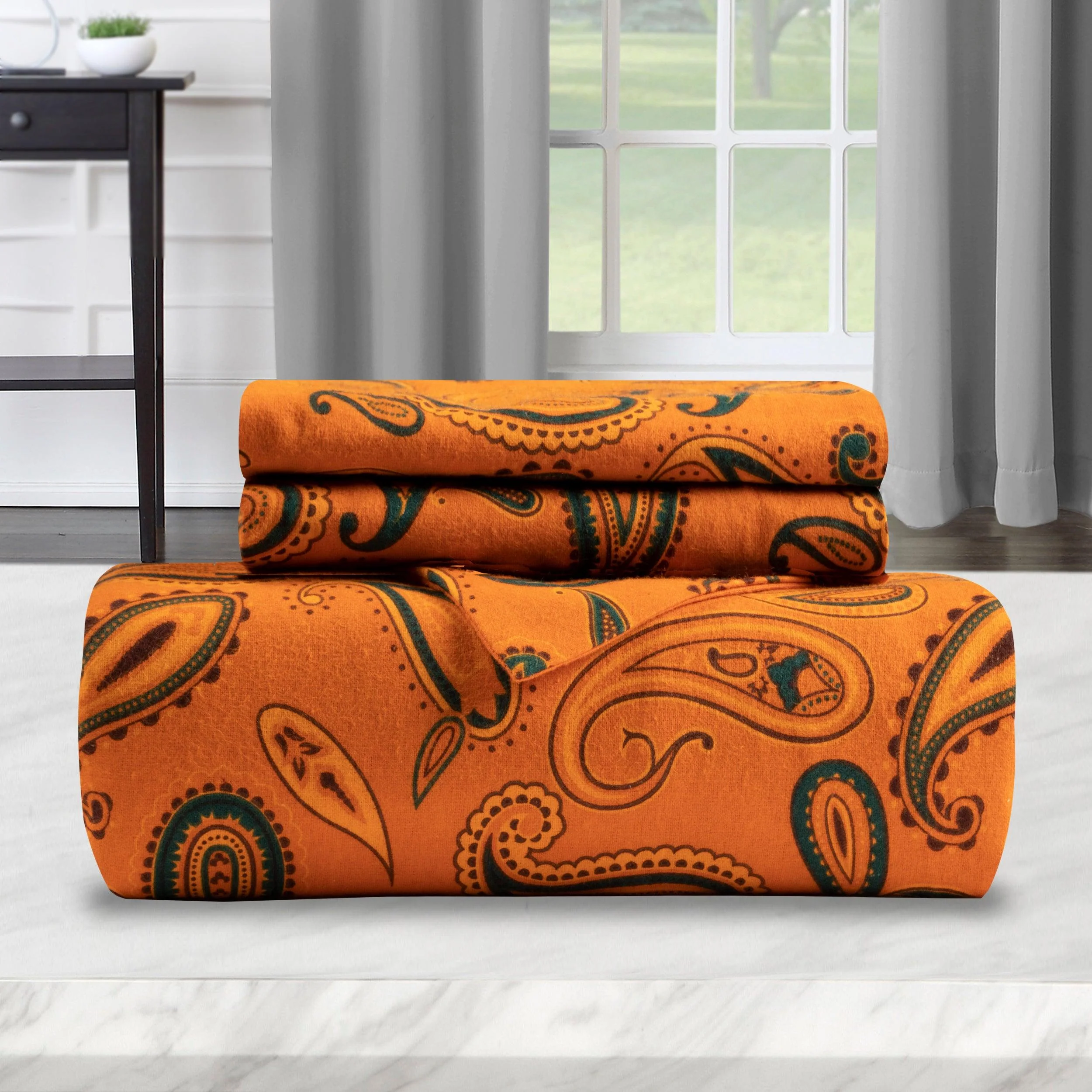 100% Cotton Flannel Paisley Luxury Duvet Cover Set - Image 18