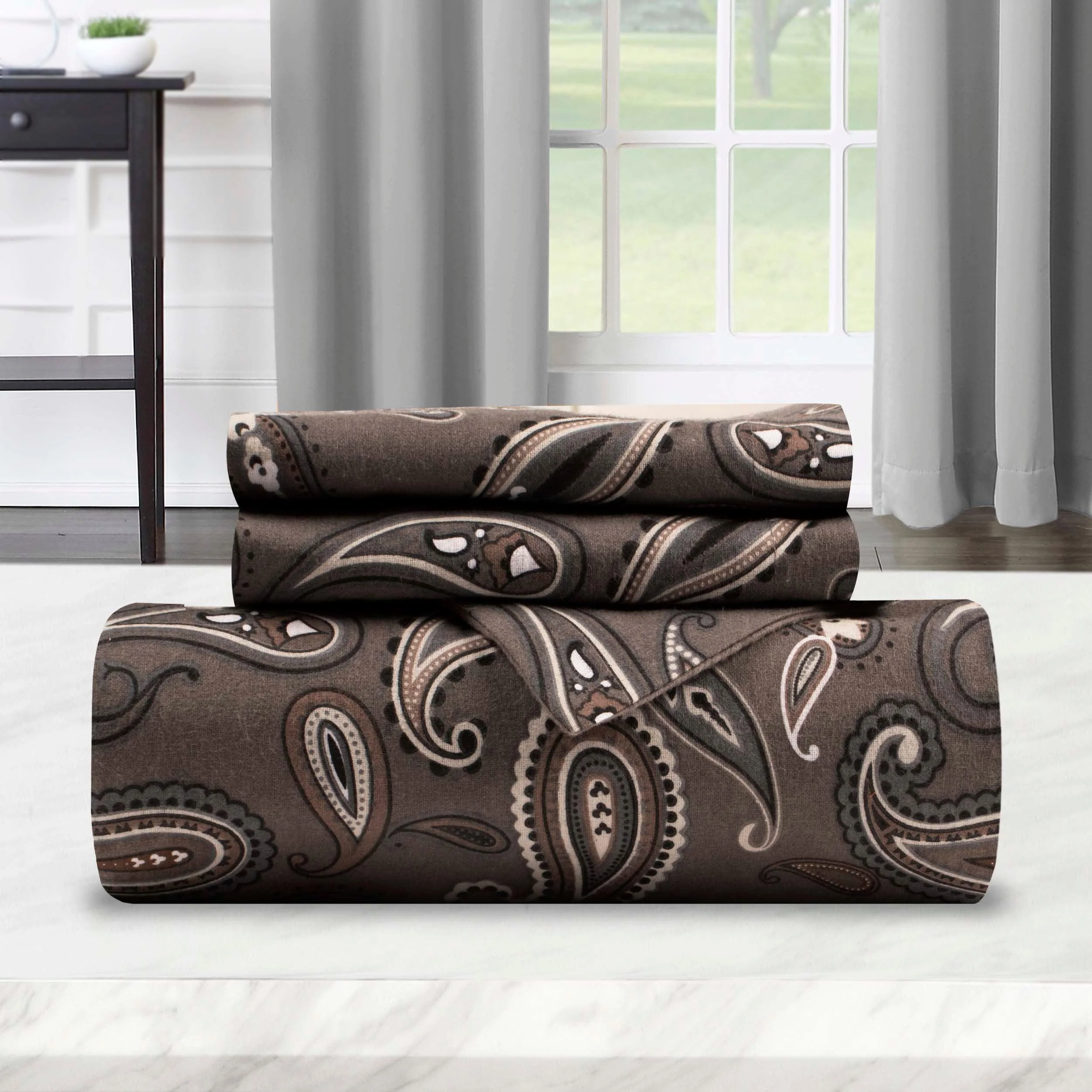 100% Cotton Flannel Paisley Luxury Duvet Cover Set - Image 30