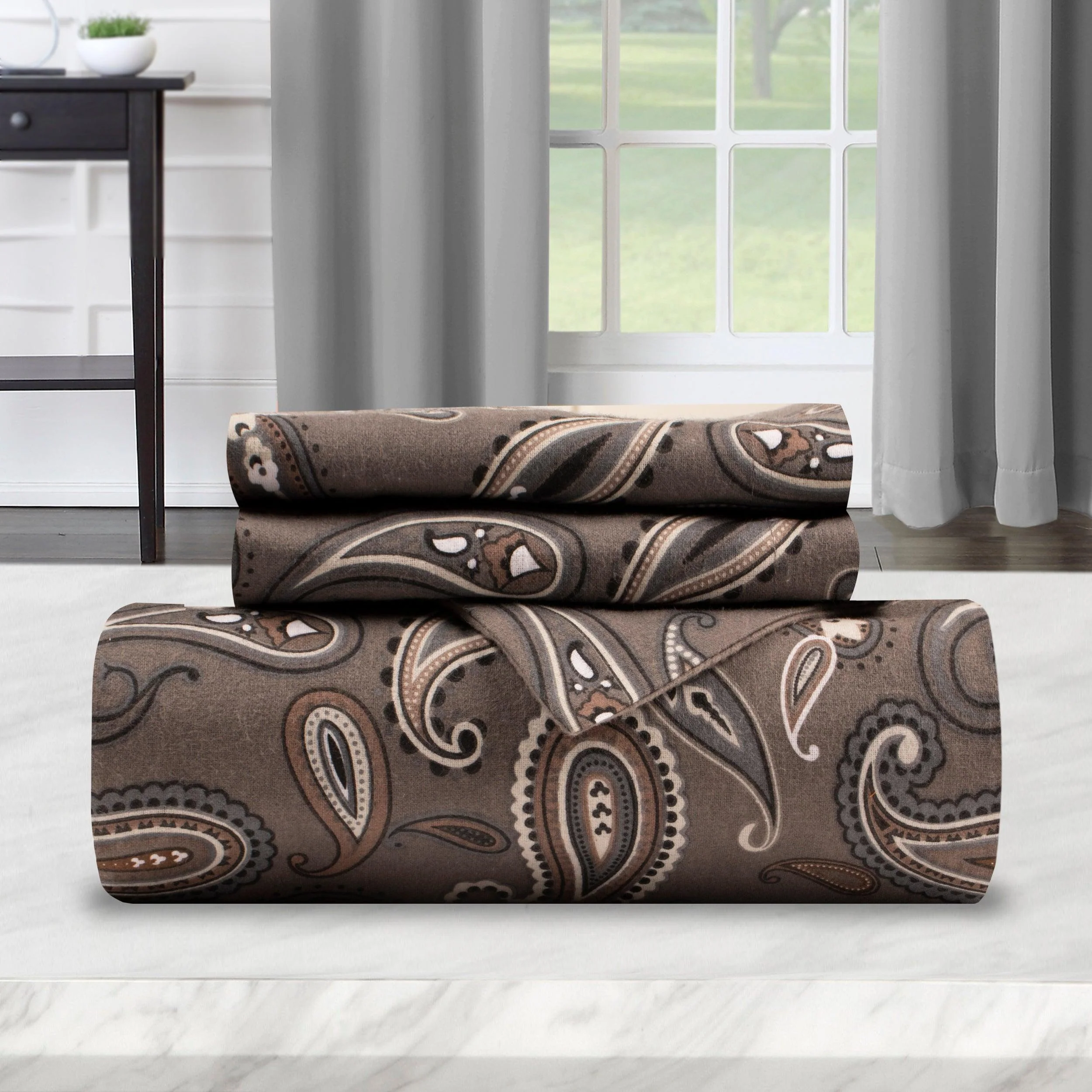 100% Cotton Flannel Paisley Luxury Duvet Cover Set - Image 36