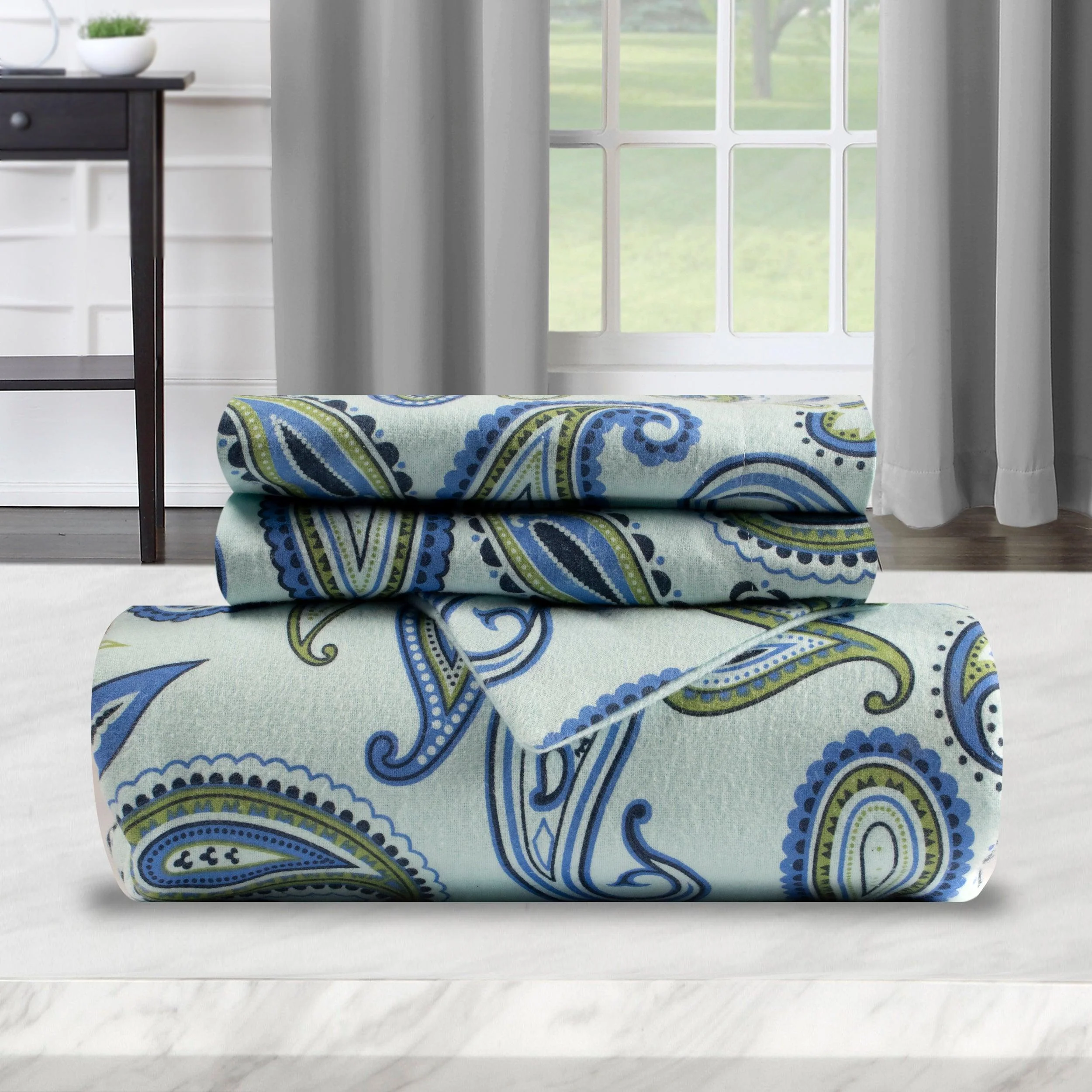 100% Cotton Flannel Paisley Luxury Duvet Cover Set - Image 6