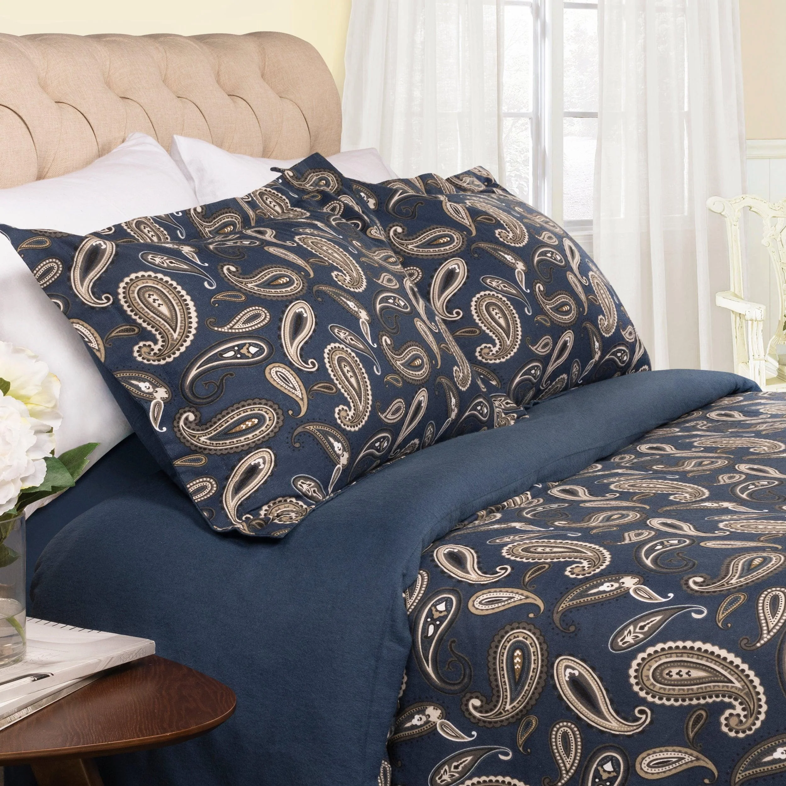 100% Cotton Flannel Paisley Luxury Duvet Cover Set - Image 7
