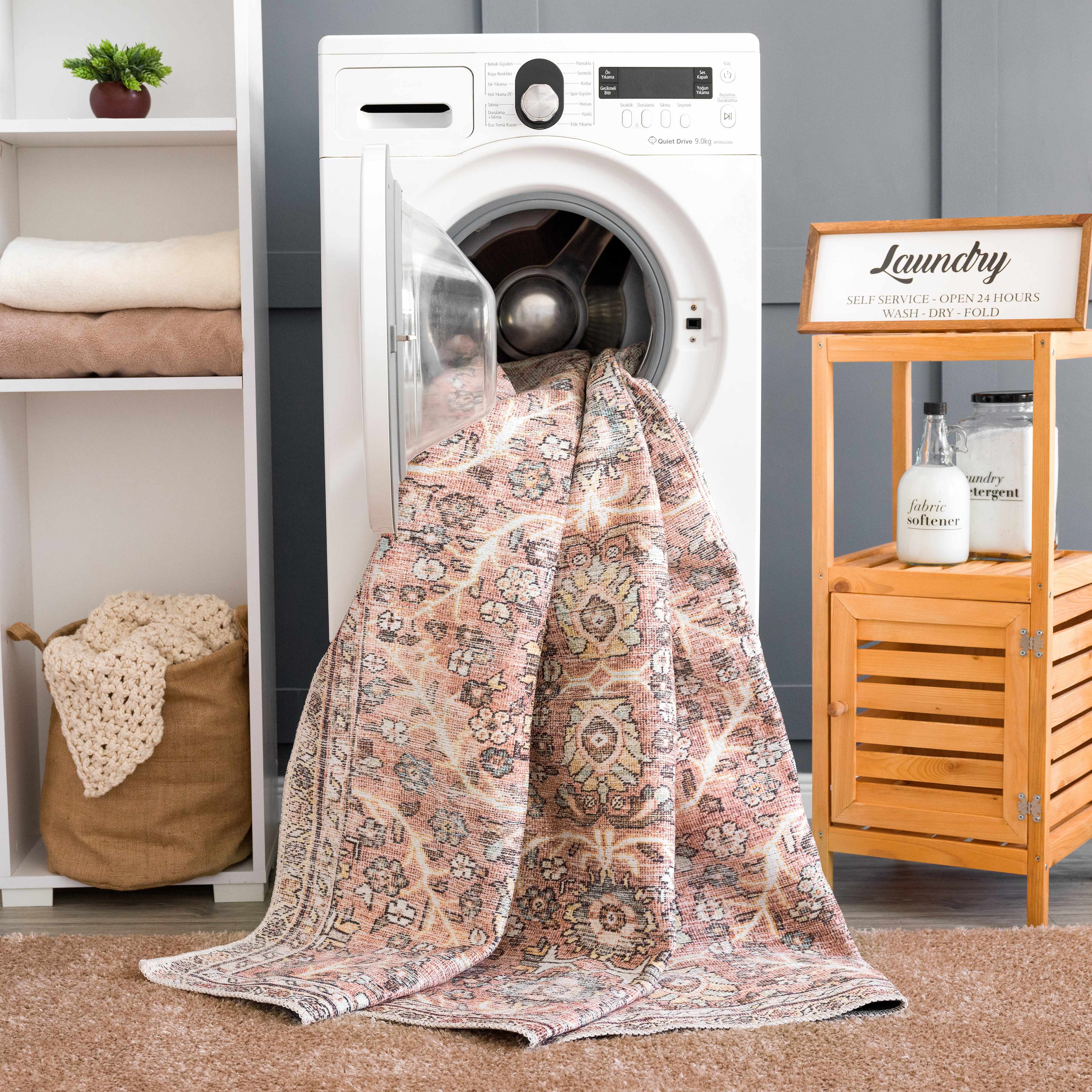 Flat Pile Urpi Red Washable Rug - Clearance - Image 12