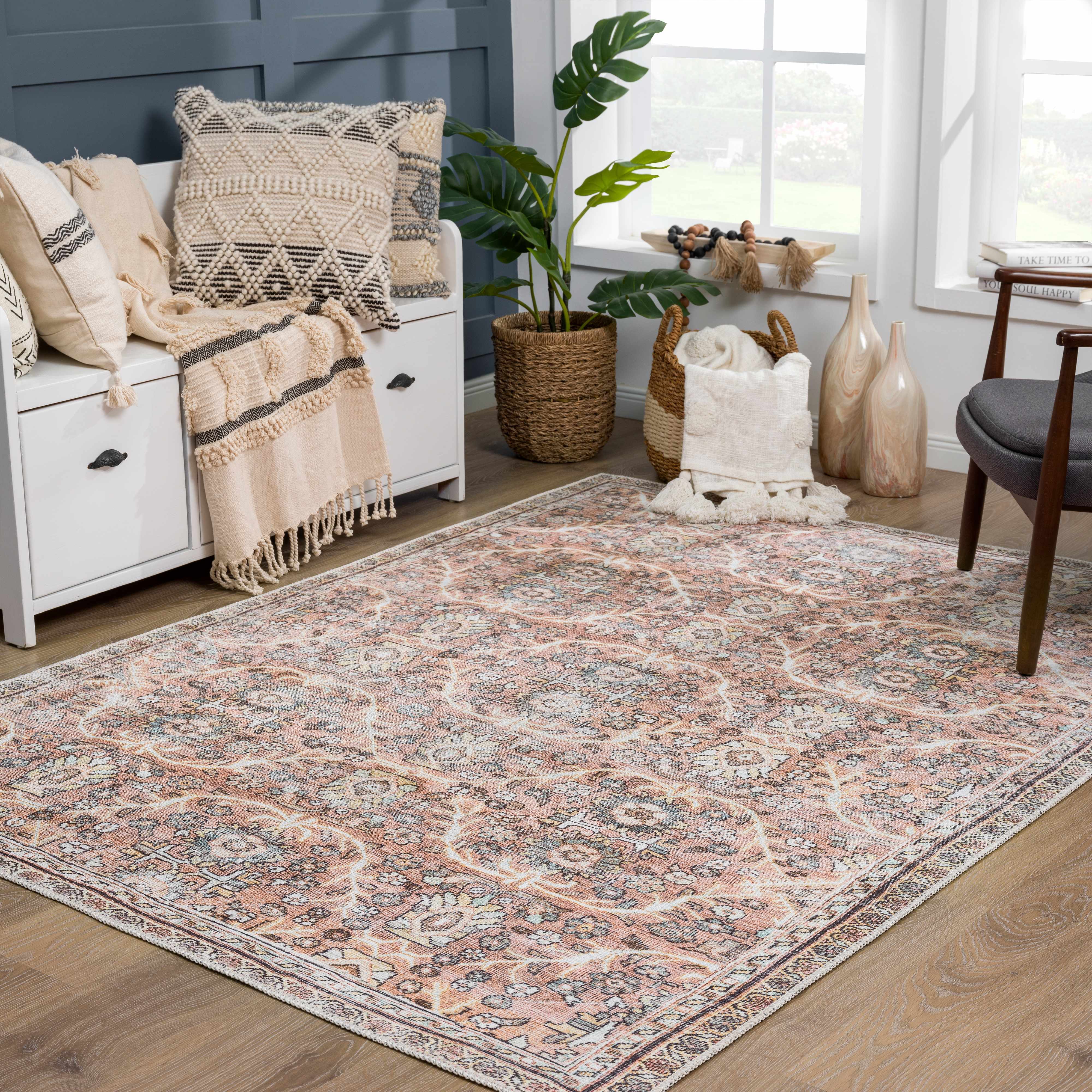Flat Pile Urpi Red Washable Rug - Clearance - Image 15