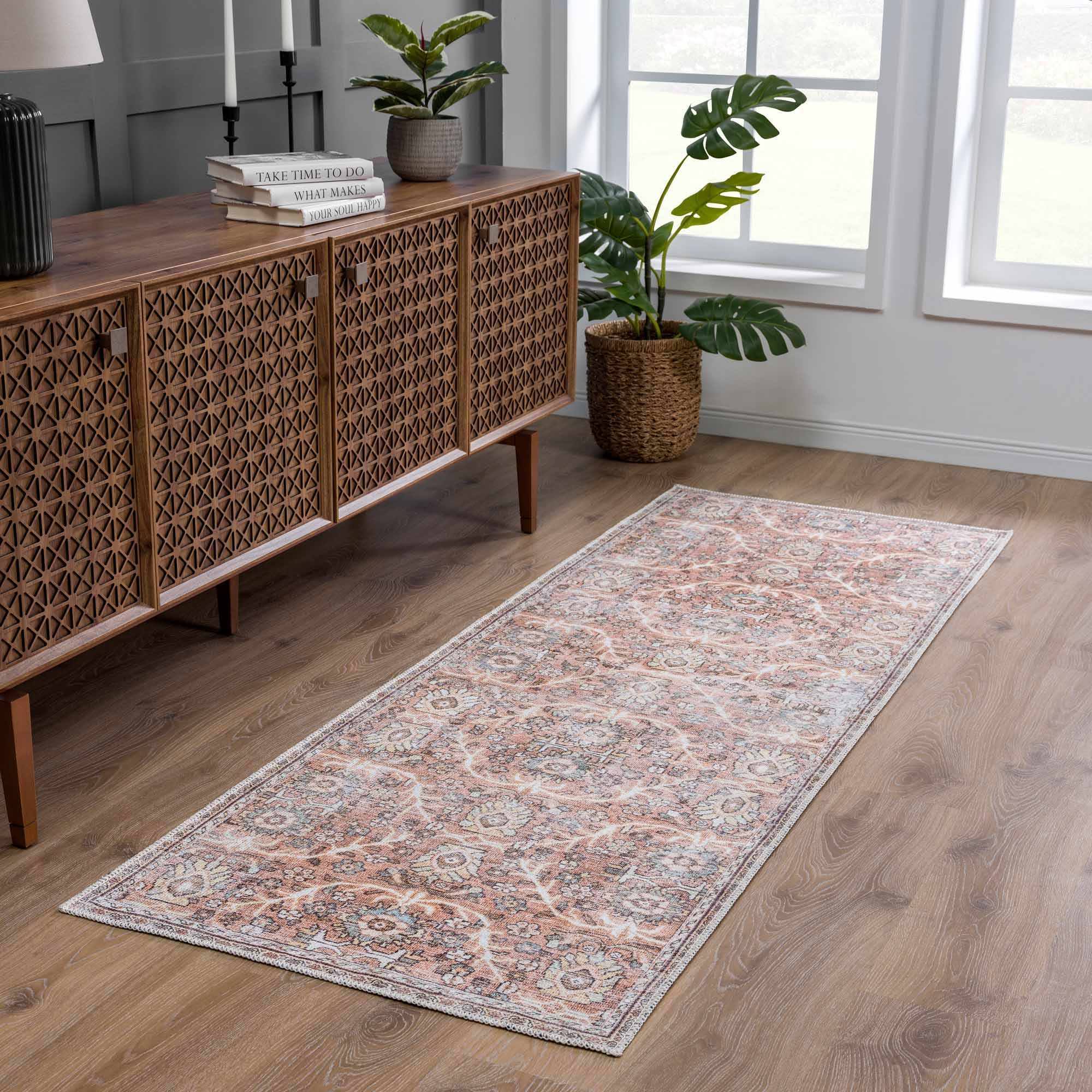 Flat Pile Urpi Red Washable Rug - Clearance - Image 3