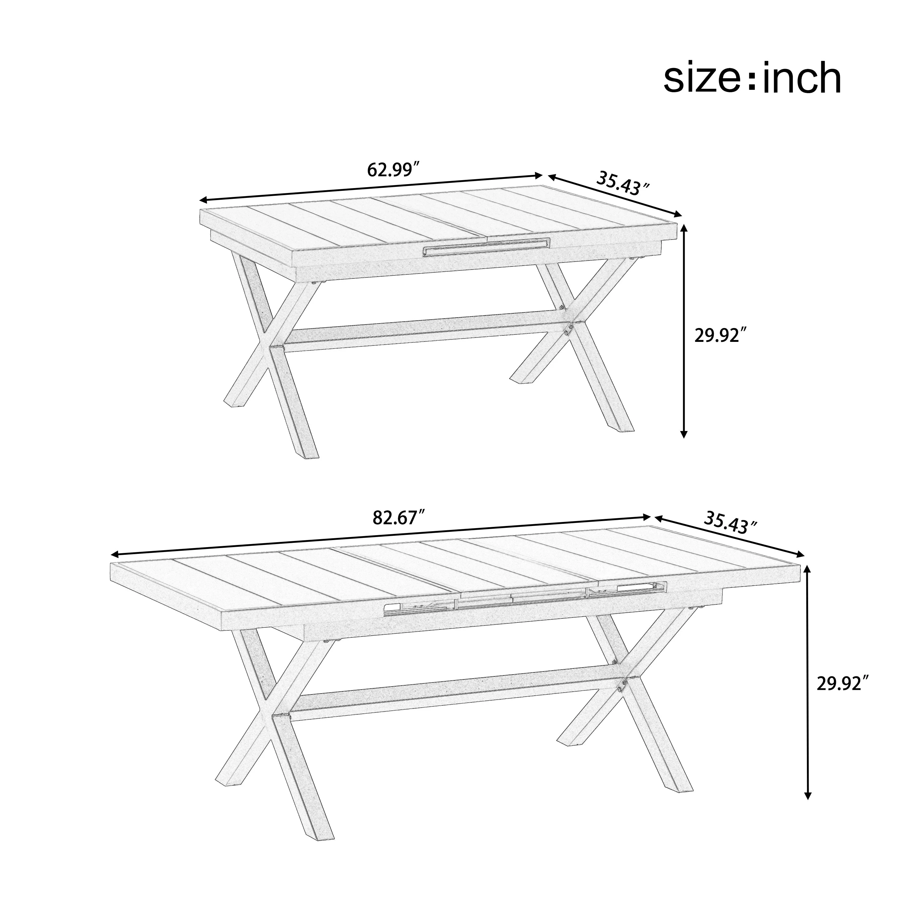 Flexible Outdoor Dining Set with Extendable Table and Six Chairs - Image 22