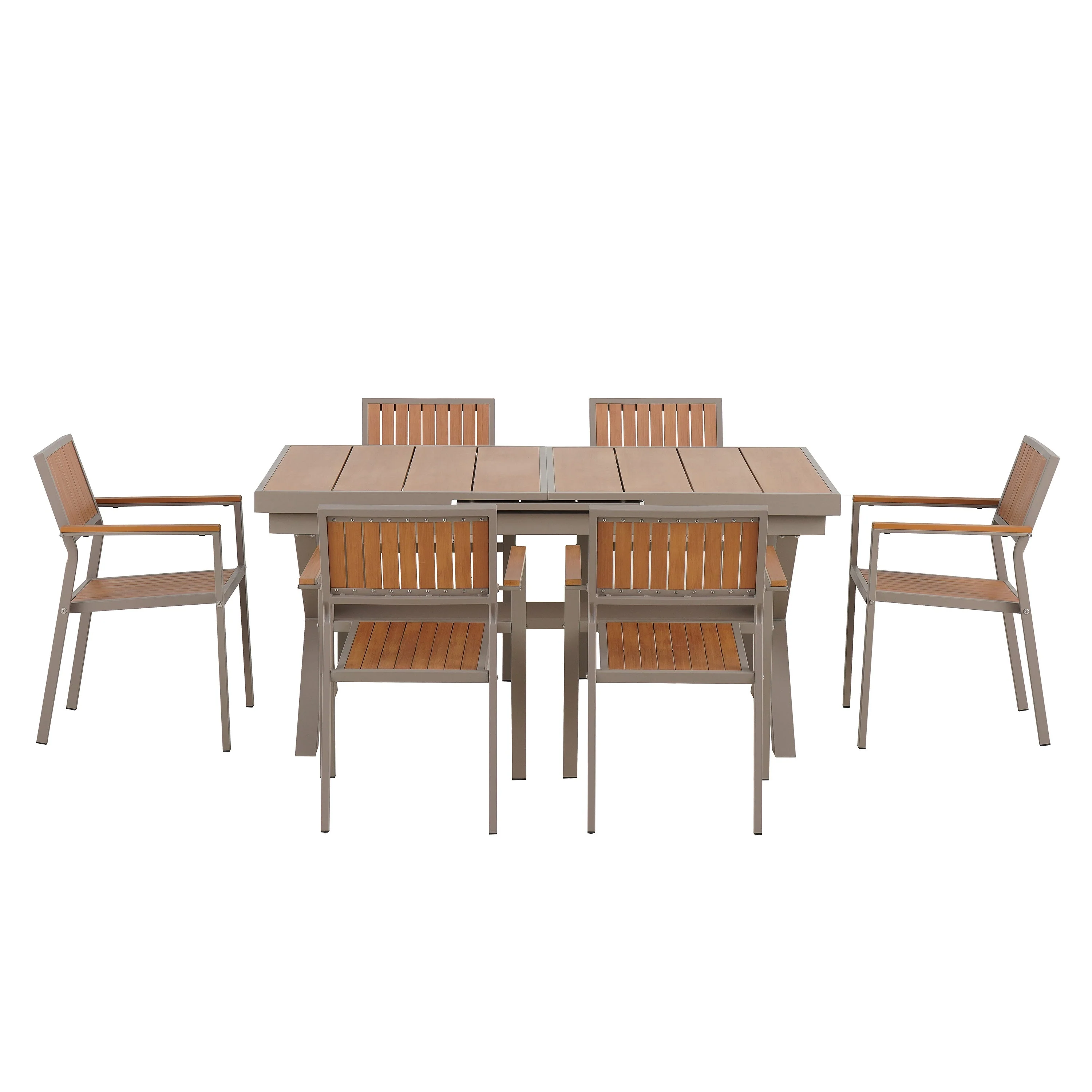 Flexible Outdoor Dining Set with Extendable Table and Six Chairs - Image 4
