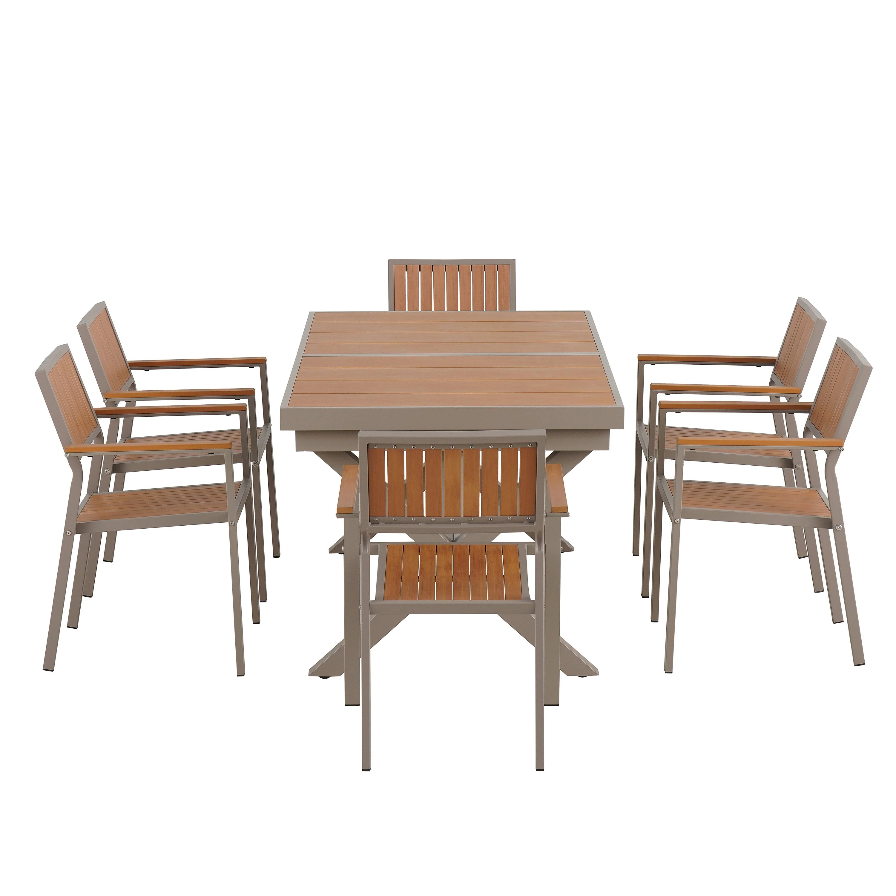 Flexible Outdoor Dining Set with Extendable Table and Six Chairs - Image 5