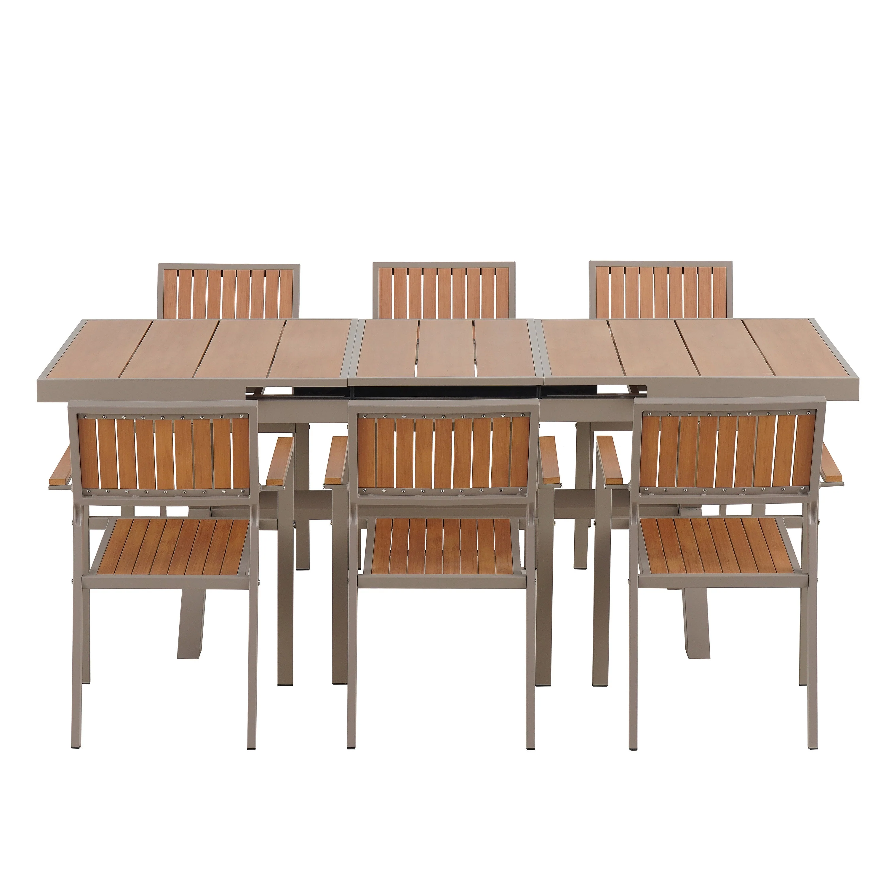 Flexible Outdoor Dining Set with Extendable Table and Six Chairs - Image 6