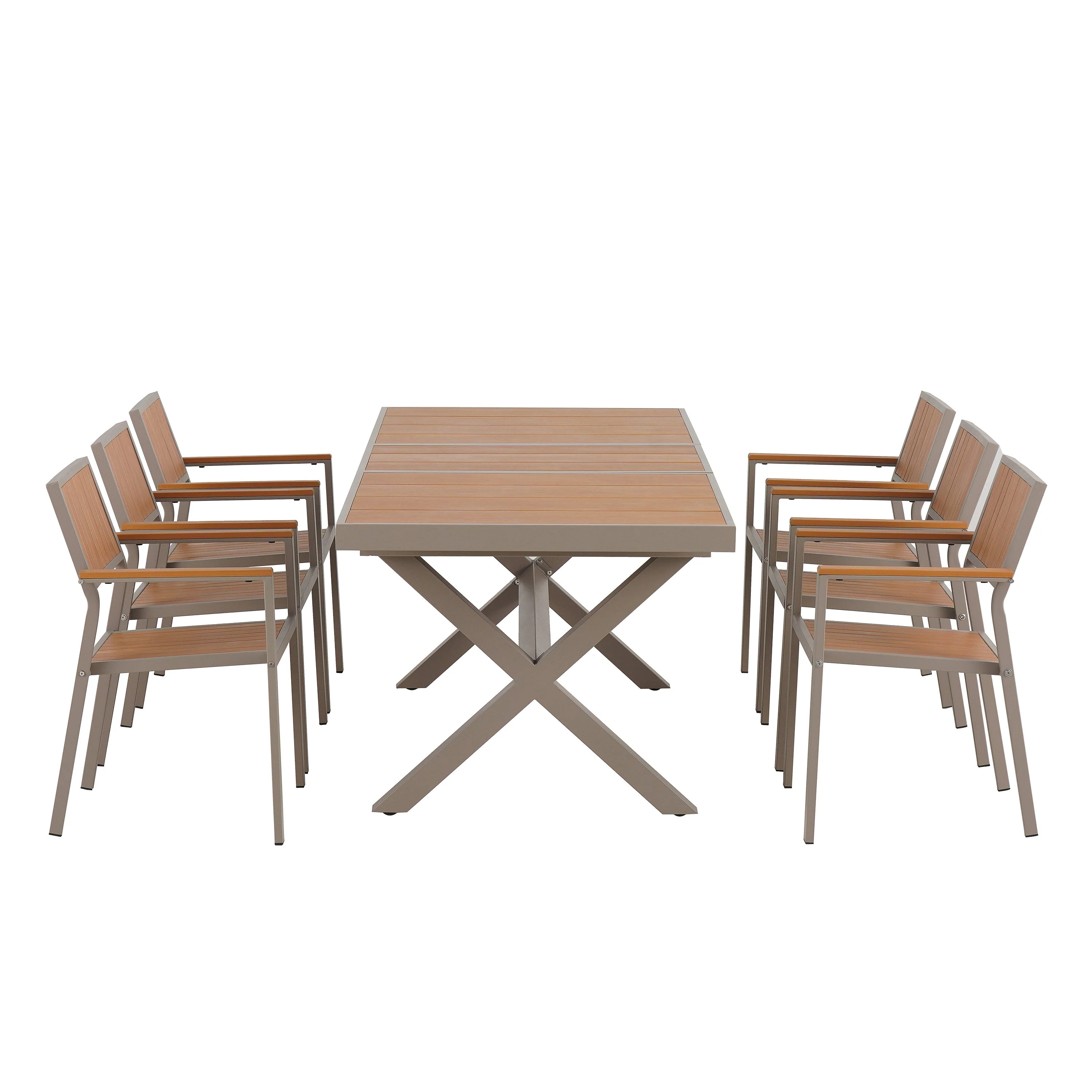 Flexible Outdoor Dining Set with Extendable Table and Six Chairs - Image 8