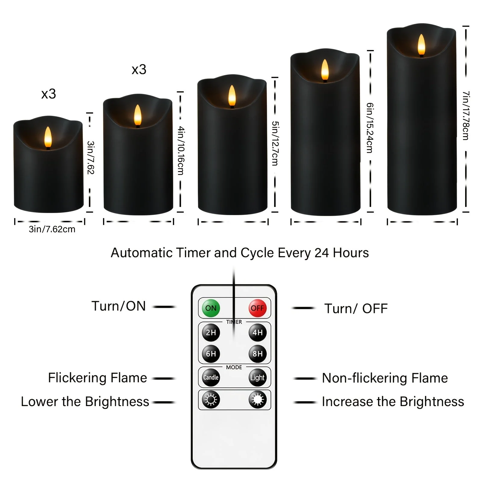 Flickering Flameless LED Candles – 9pcs Set w/ Remote & Timer for Decoration - Image 3