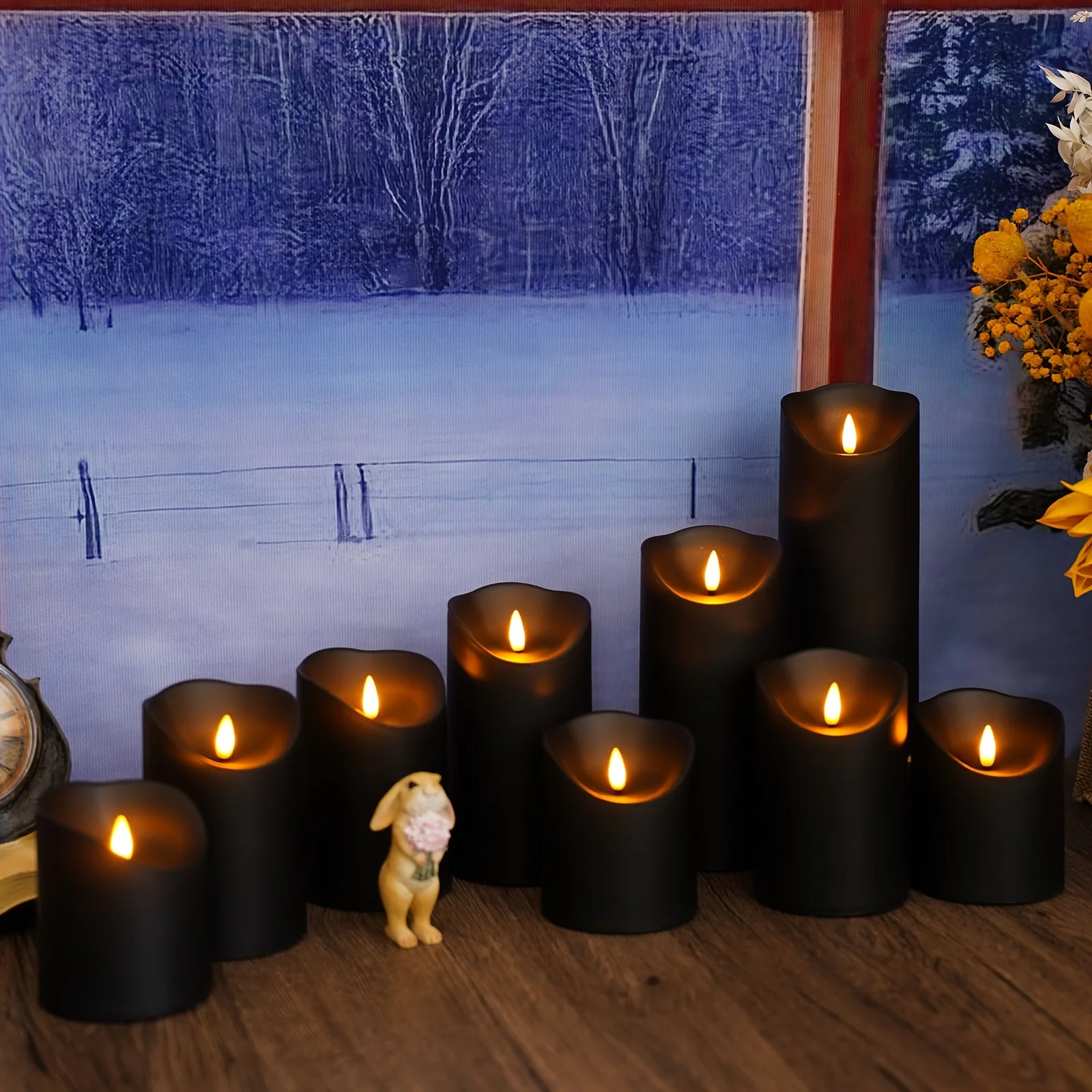 Flickering Flameless LED Candles – 9pcs Set w/ Remote & Timer for Decoration - Image 4