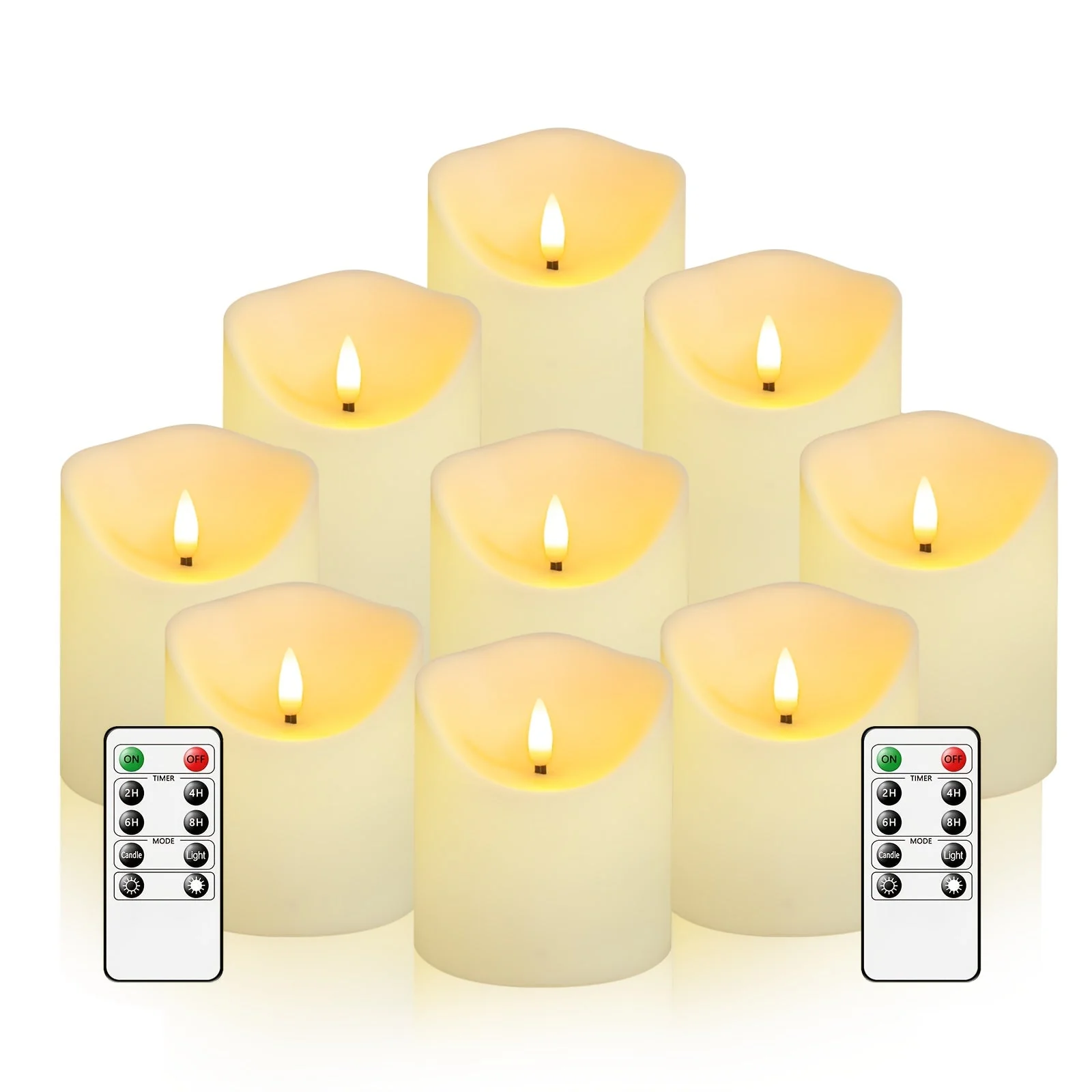 Flickering Flameless LED Candles – 9pcs Set w/ Remote & Timer for Decoration - Image 7