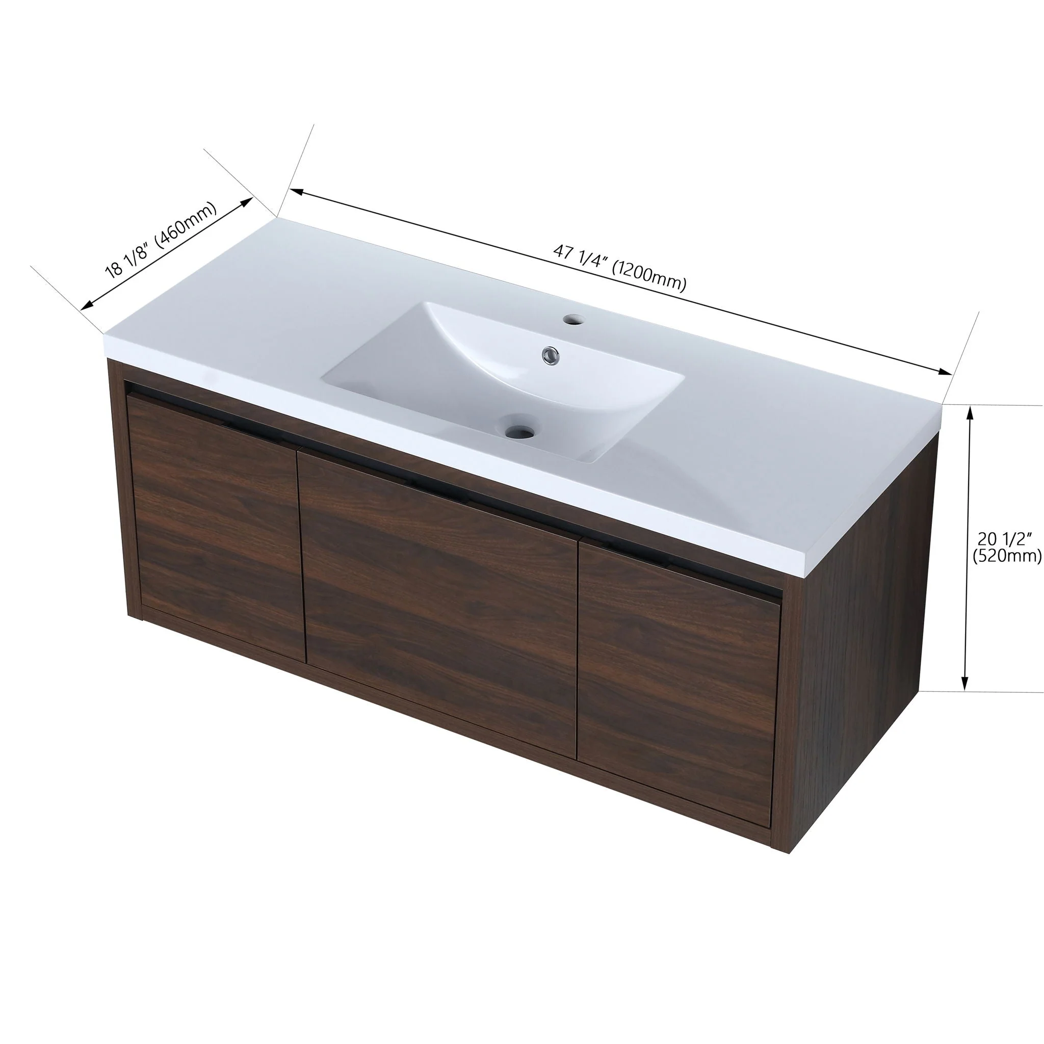 Floating Bathroom Vanity With Resin Sink And Soft Close Doors - Image 6
