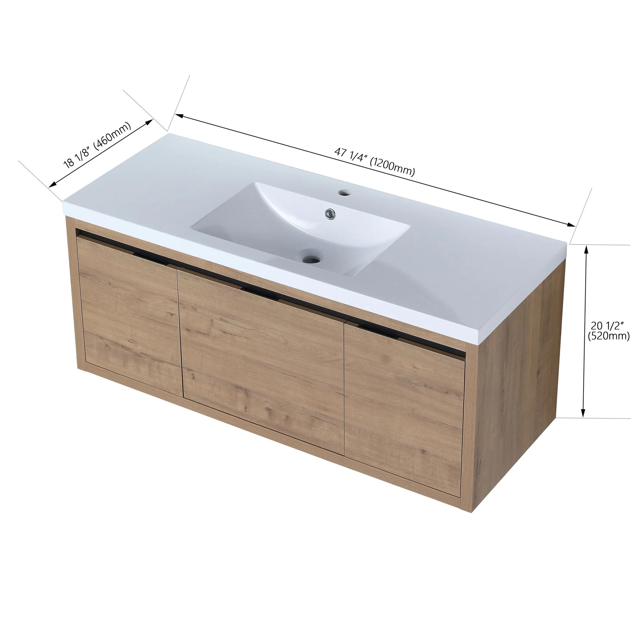 Floating Bathroom Vanity With Resin Sink And Soft Close Doors - Image 7
