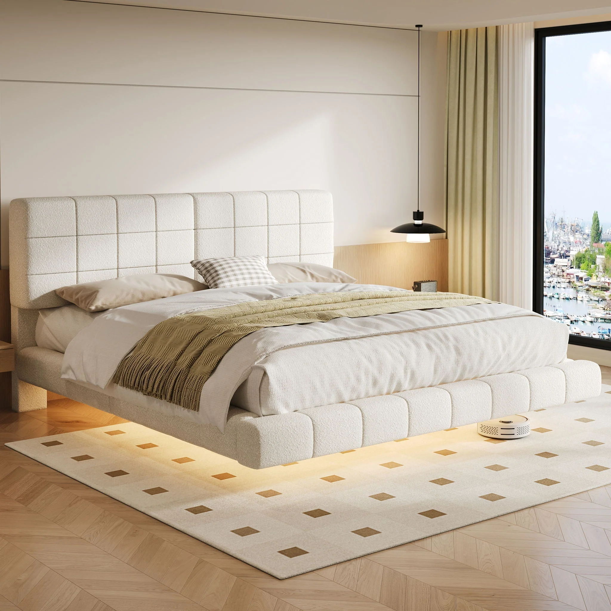 Floating Bed With Light, Soft Touch Surface - Image 3