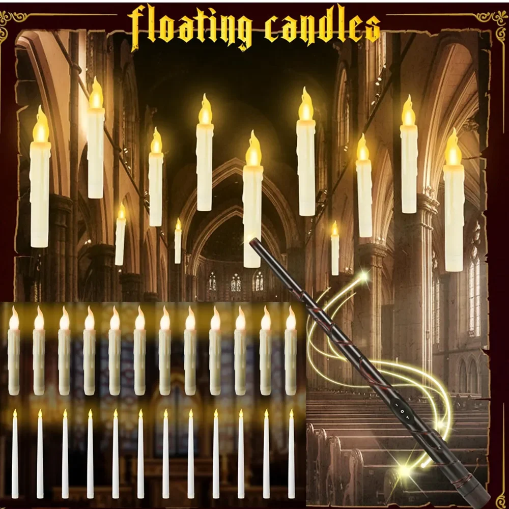 Floating LED Candles with Remote – Flameless Flickering Taper Candles for Decor - Image 2