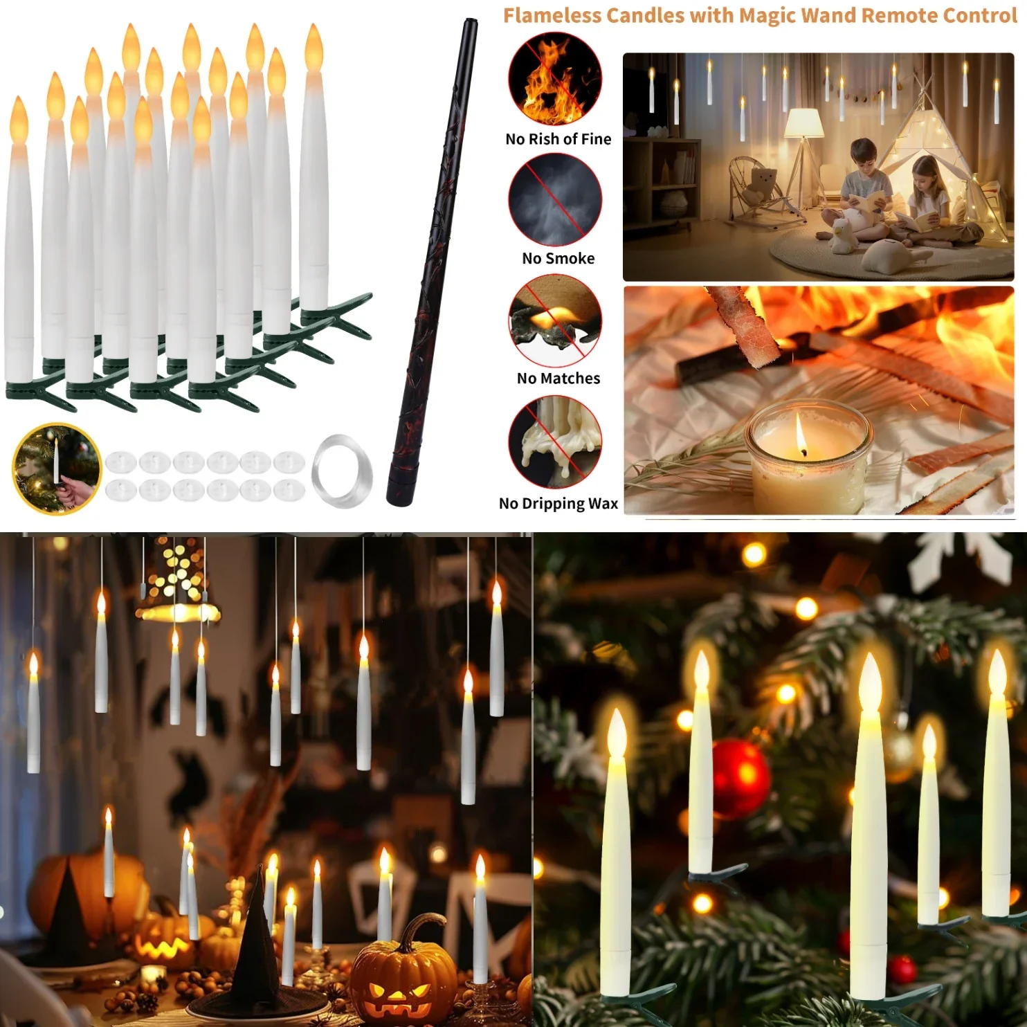 Floating LED Candles with Remote – Flameless Flickering Taper Candles for Decor - Image 5