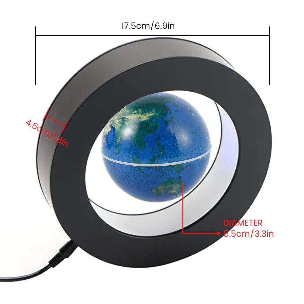 Floating Levitating Globe Lamp LED Magnetic Rotating World Map Bedside Desk Light - Image 6