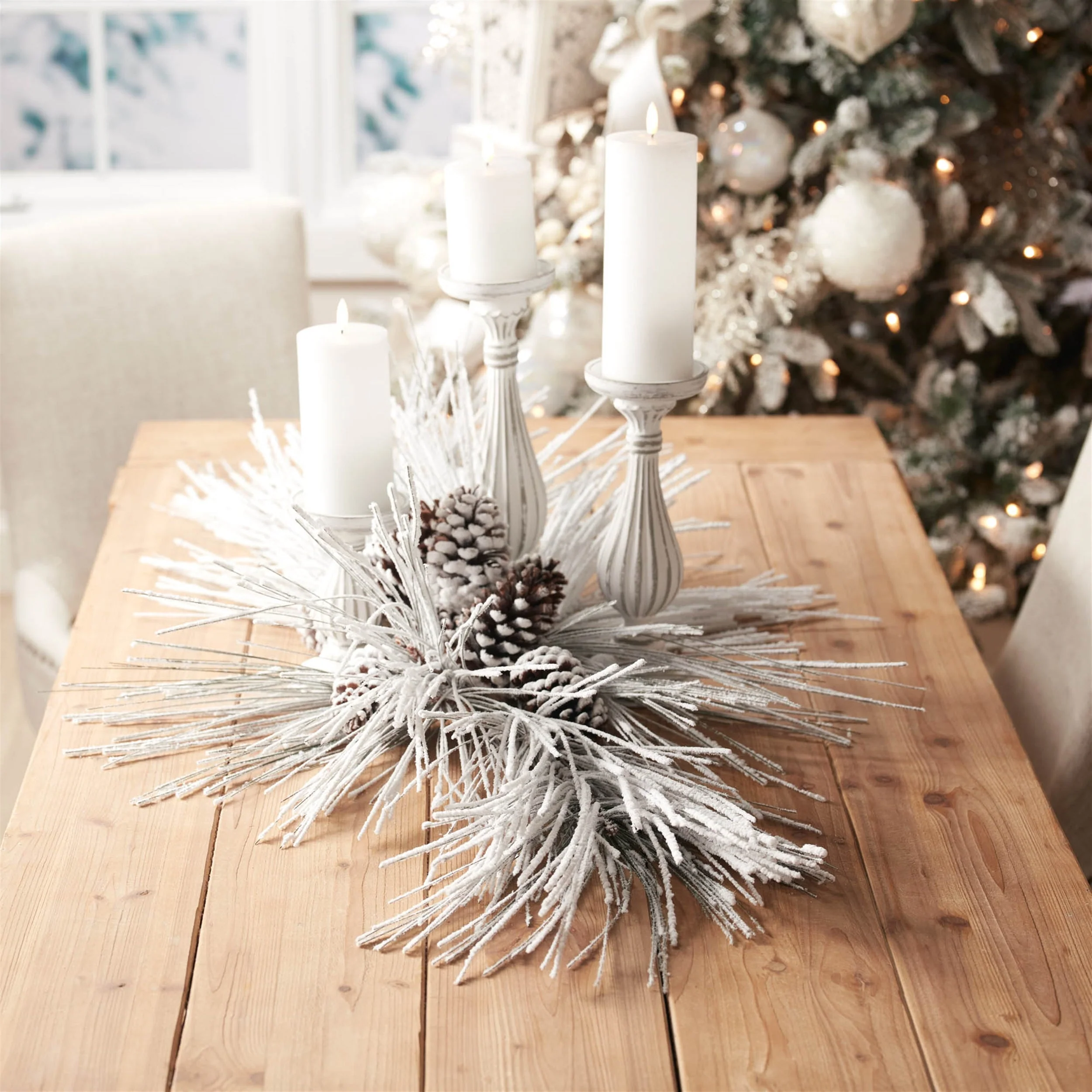 Flocked Long Neddle Pine Spray (Set of 2) - Image 2