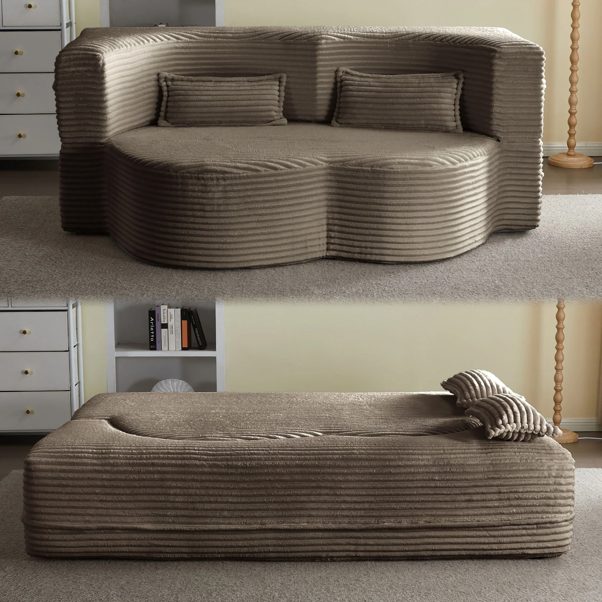 Floor Convertible Sleeper Sofa Bed With 2 Pillows - Image 10