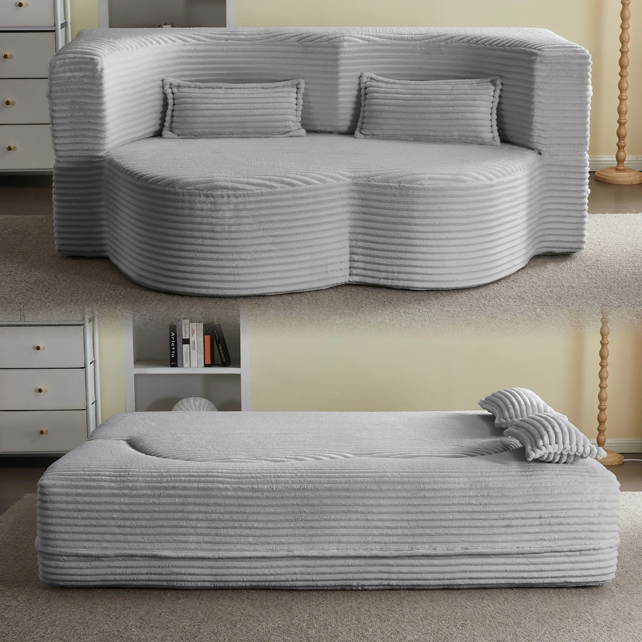Floor Convertible Sleeper Sofa Bed With 2 Pillows - Image 12