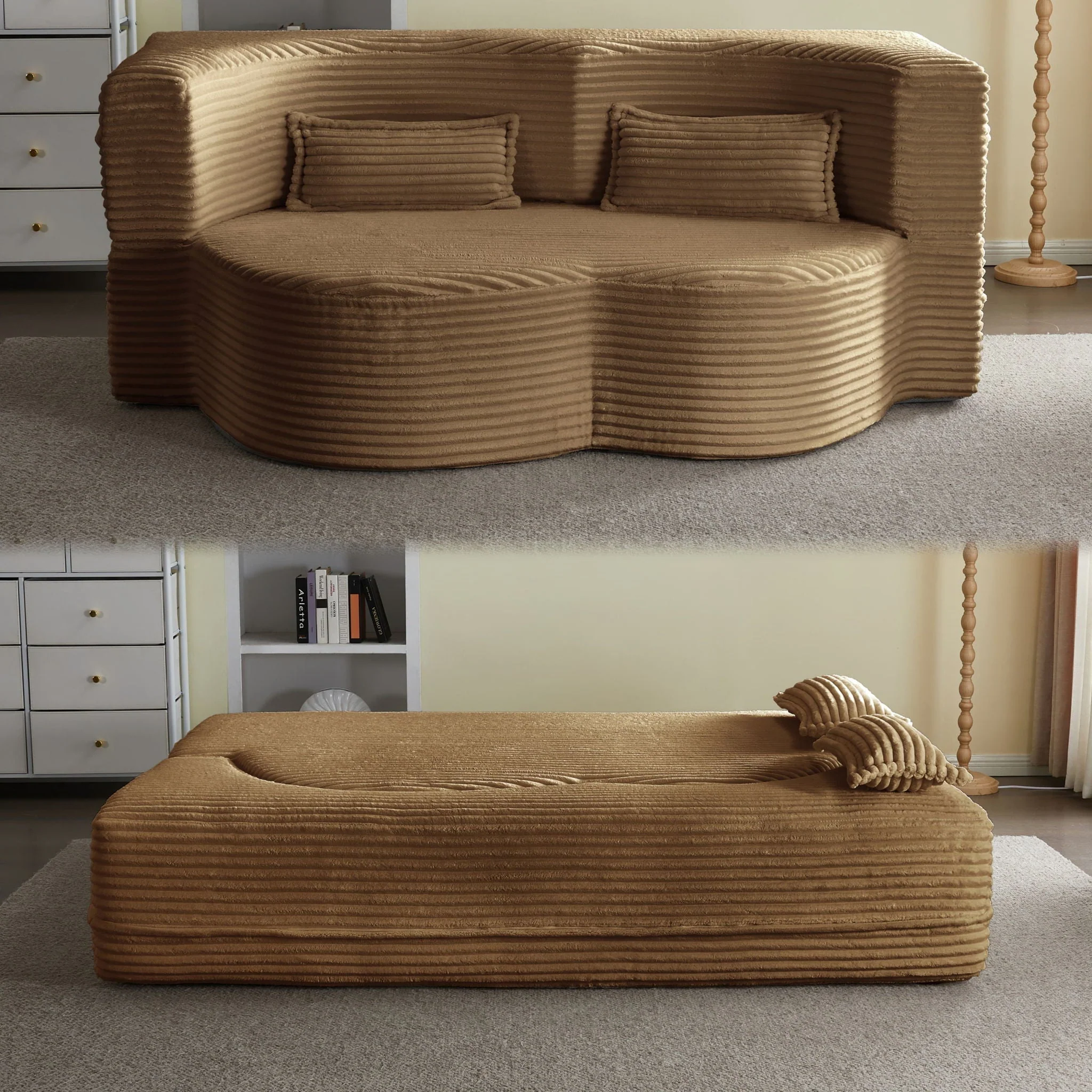 Floor Convertible Sleeper Sofa Bed With 2 Pillows - Image 13