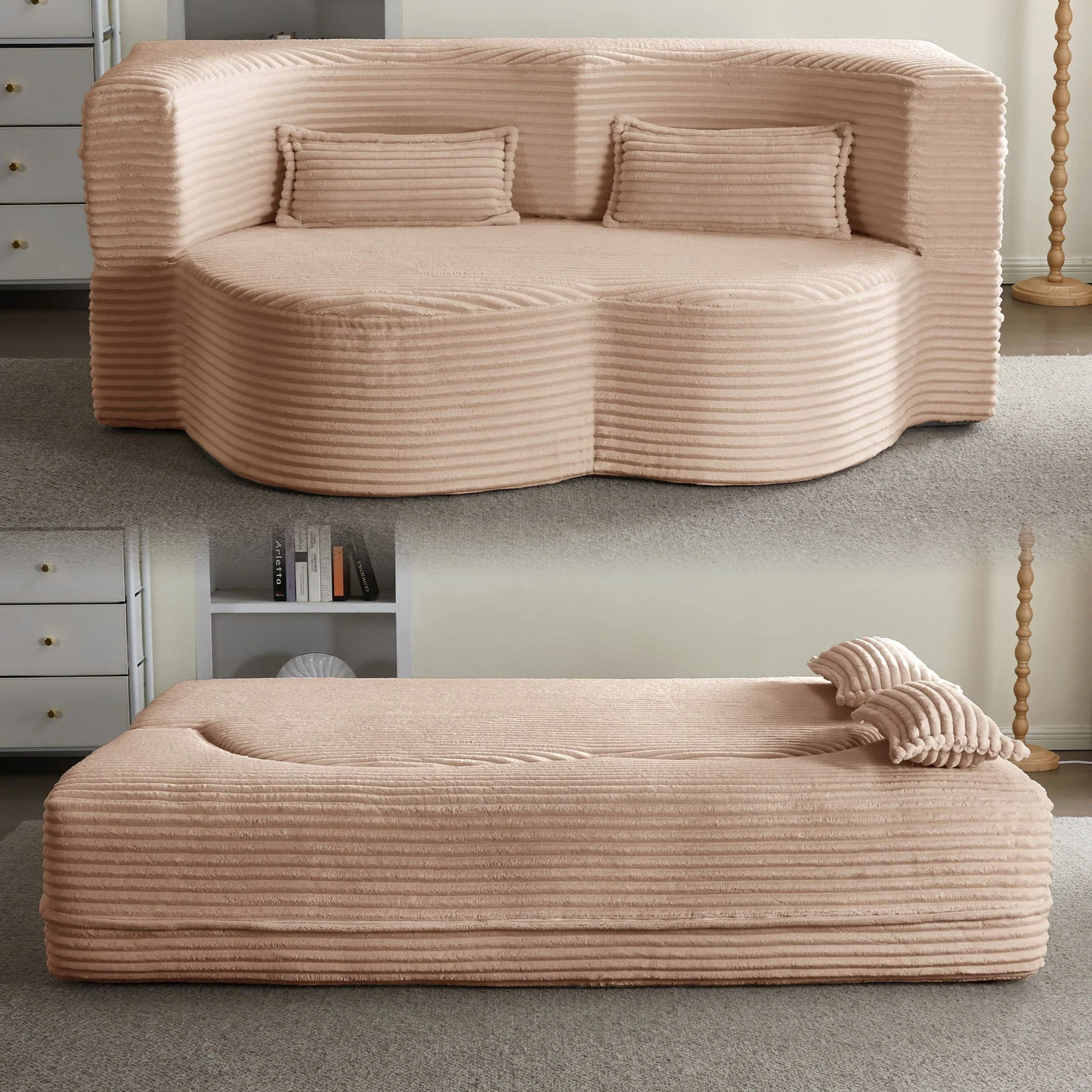 Floor Convertible Sleeper Sofa Bed With 2 Pillows - Image 16