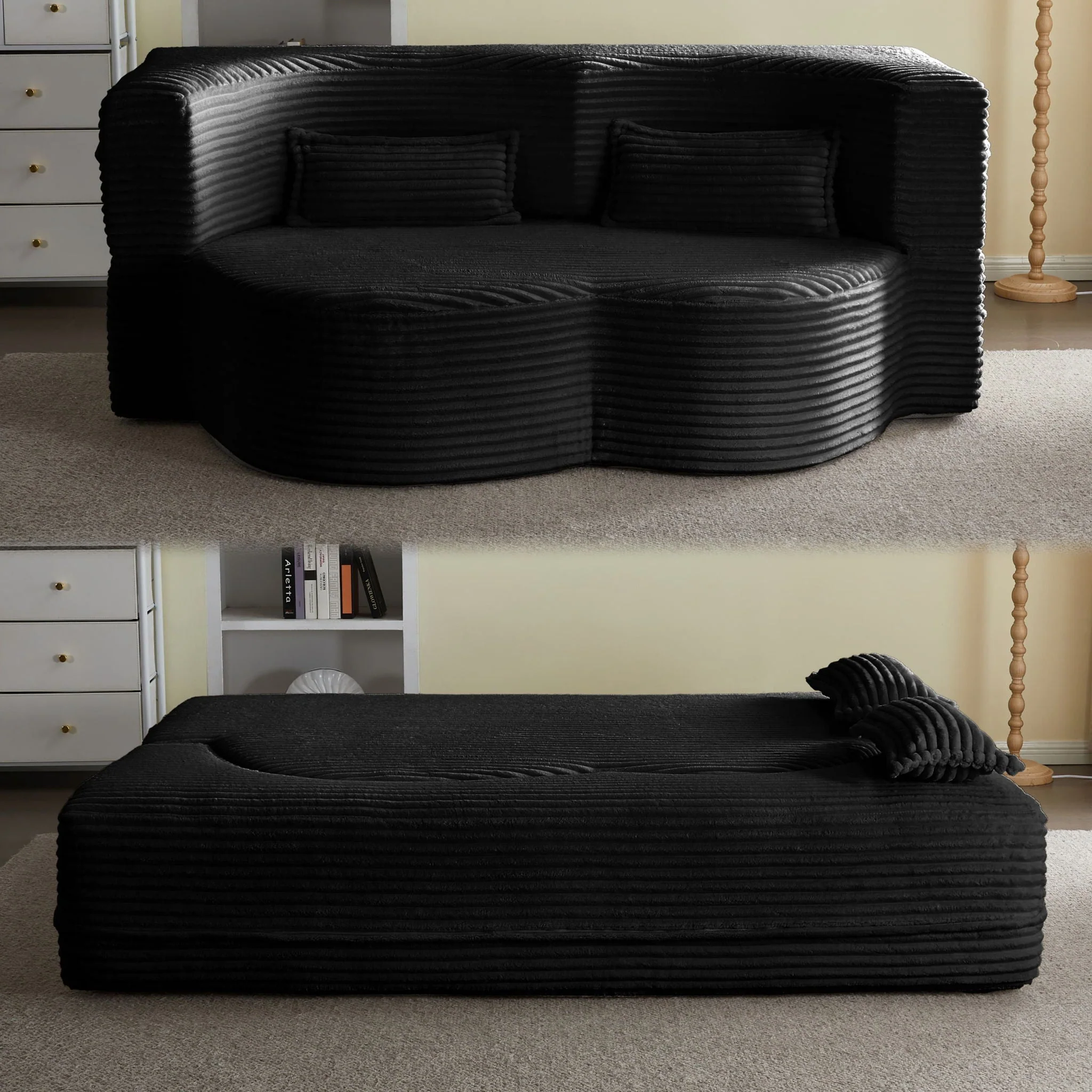 Floor Convertible Sleeper Sofa Bed With 2 Pillows - Image 17
