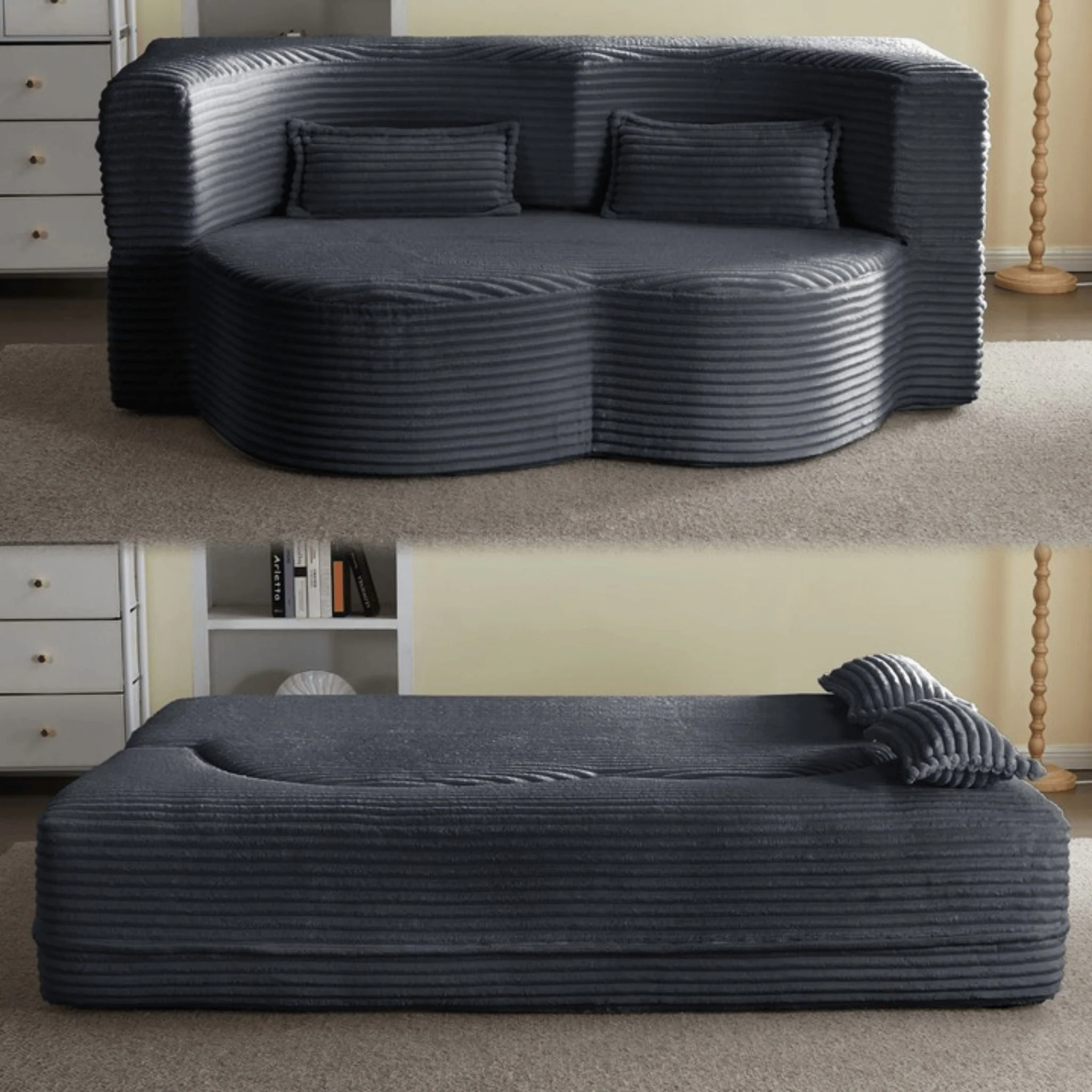 Floor Convertible Sleeper Sofa Bed With 2 Pillows - Image 21