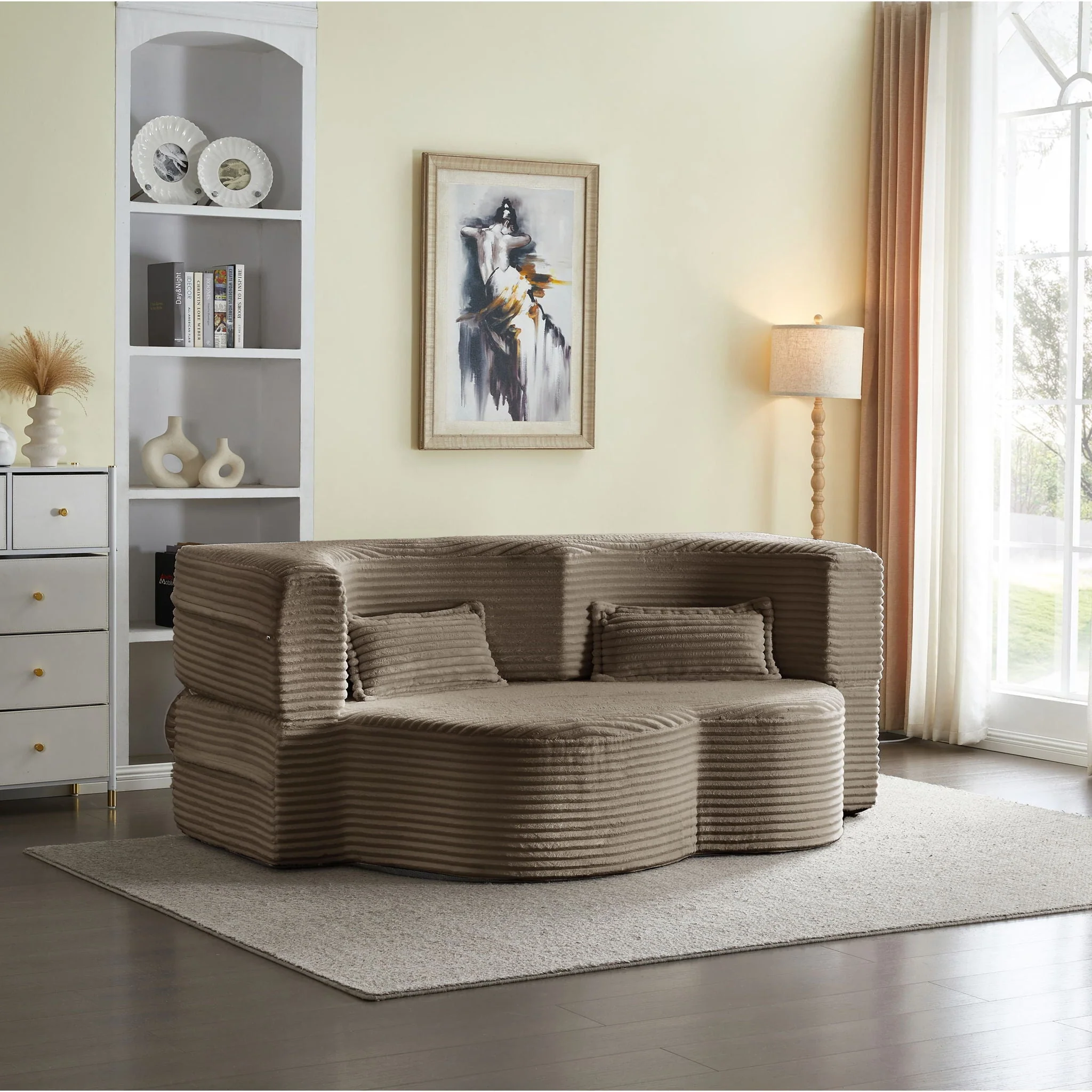 Floor Convertible Sleeper Sofa Bed With 2 Pillows - Image 22